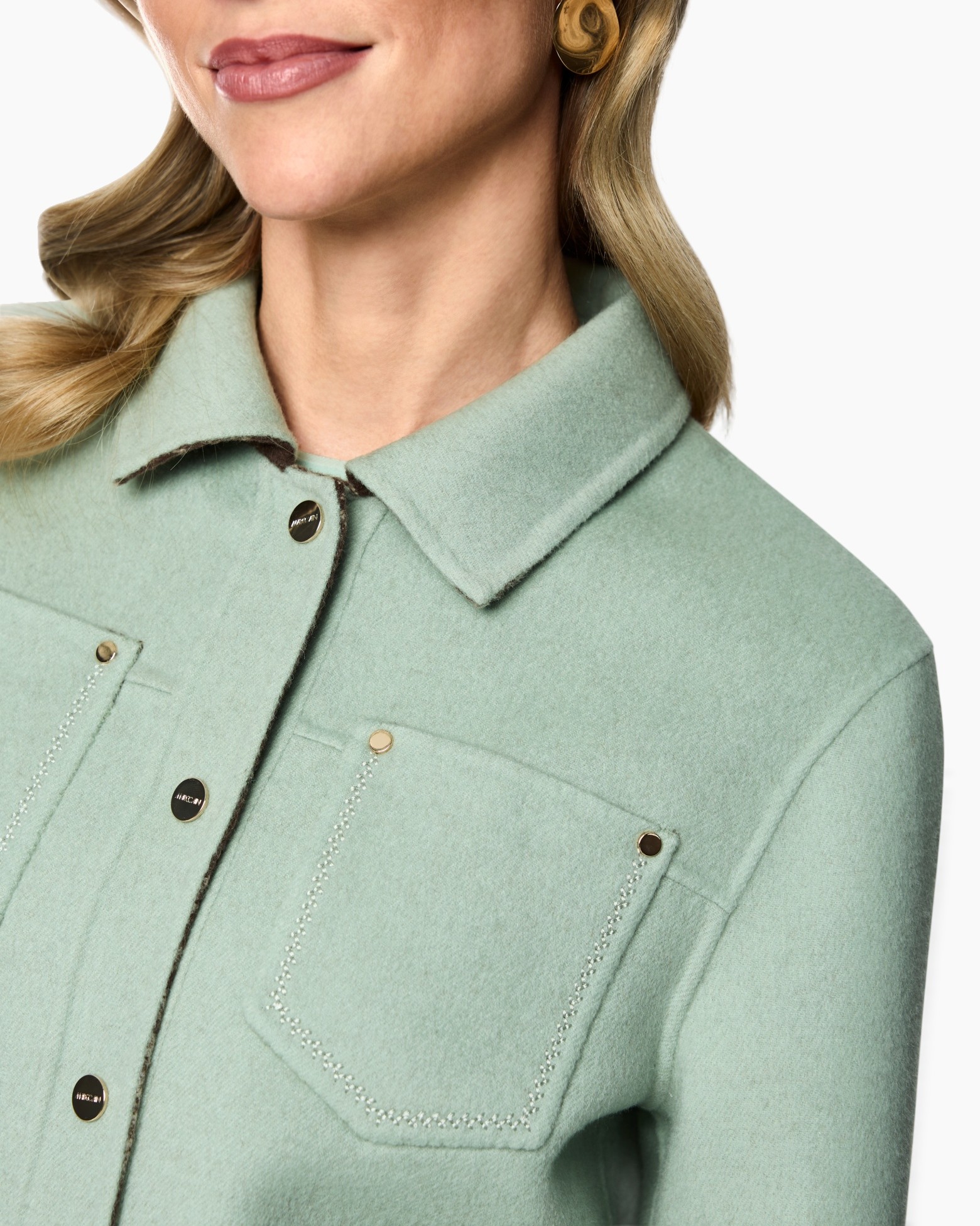 shirt, coat, pocket, mint green, button placket