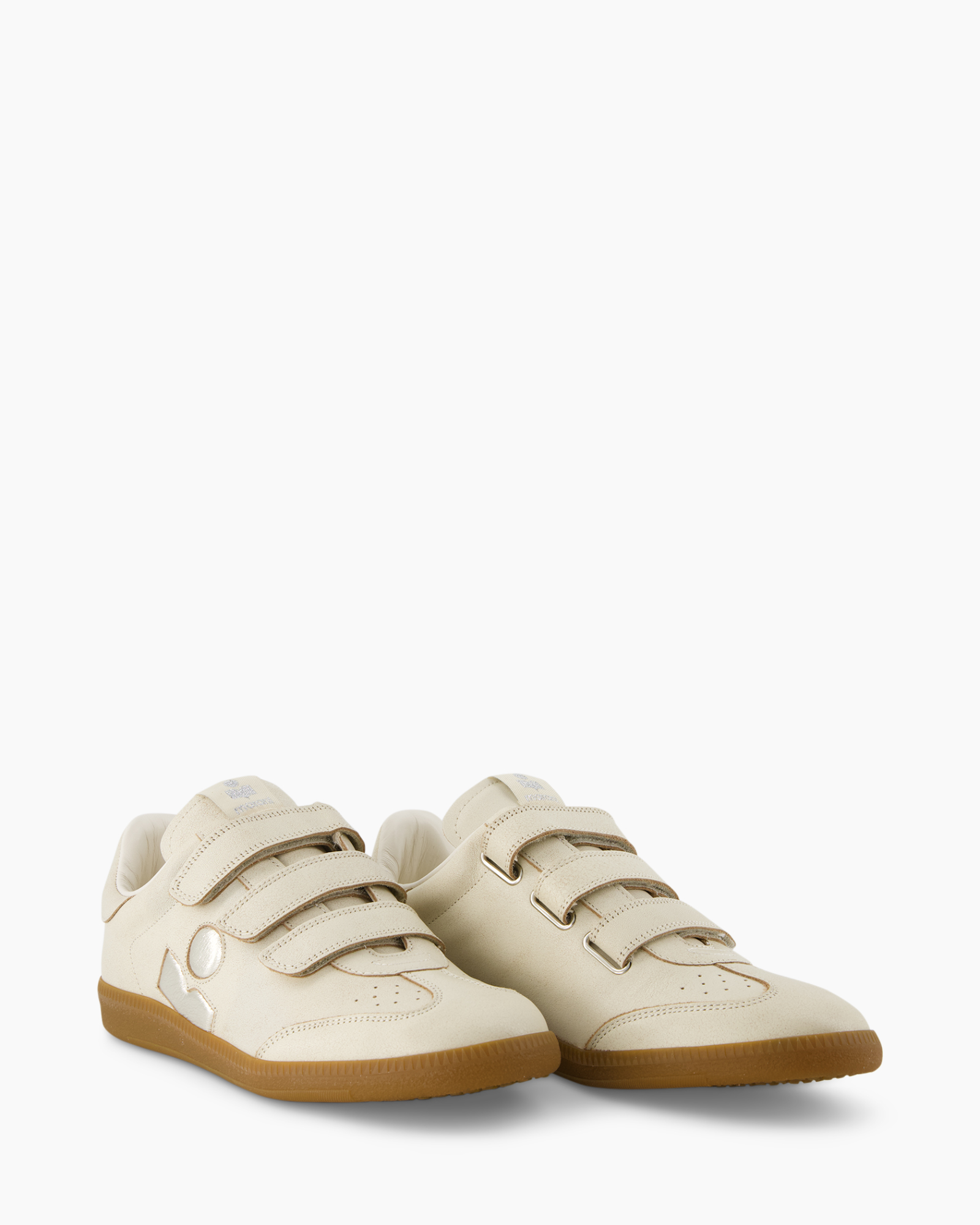 sneaker, velcro straps, beige, suede, gum sole