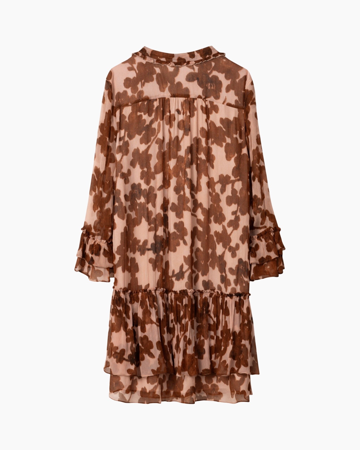 dress, floral, tiered, long-sleeve, ruffle