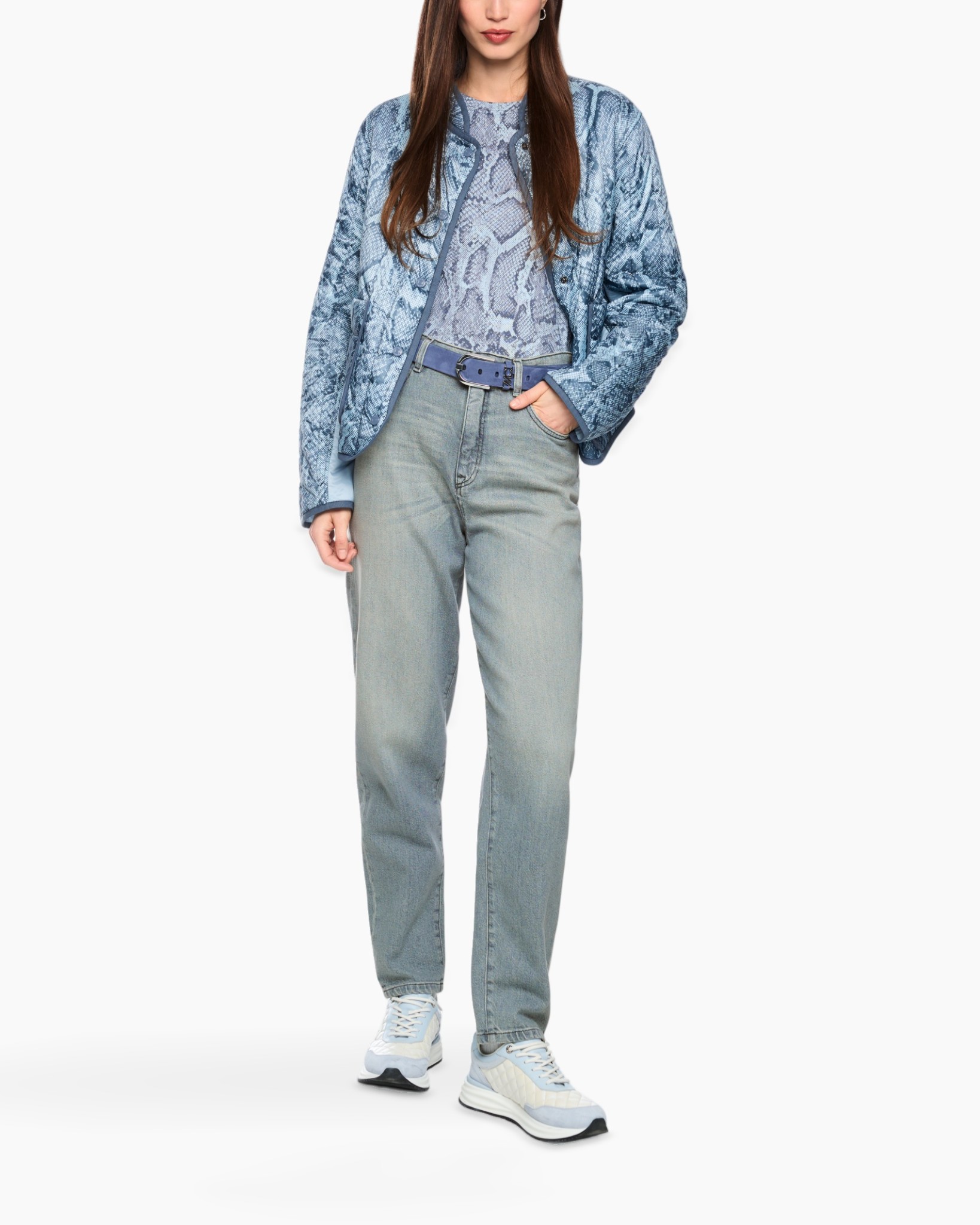 snake print, snake skin, blue jacket, jeans, sneakers, snake skin, snake print, jacket, blue, jeans