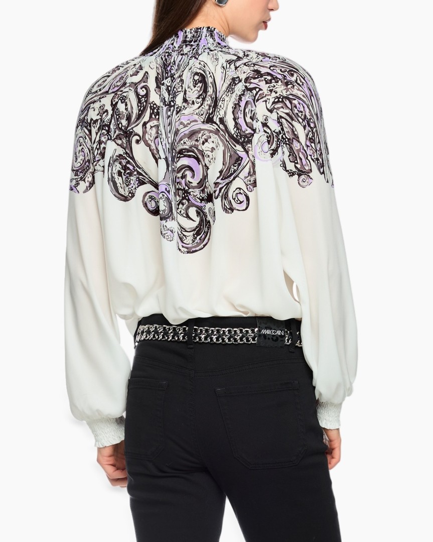blouse, paisley, long-sleeve, high-neck, white