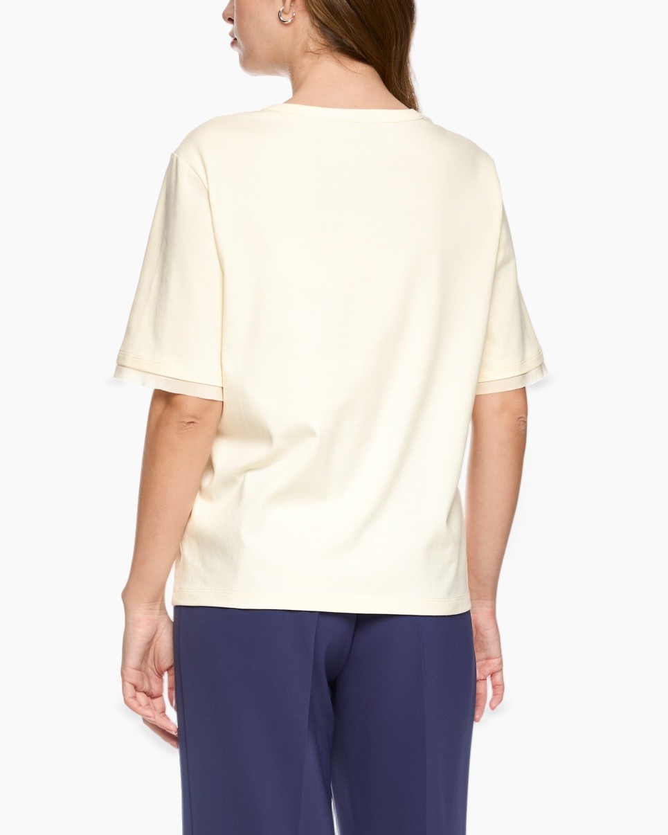 top, blouse, shortsleeve, crepe, cream
