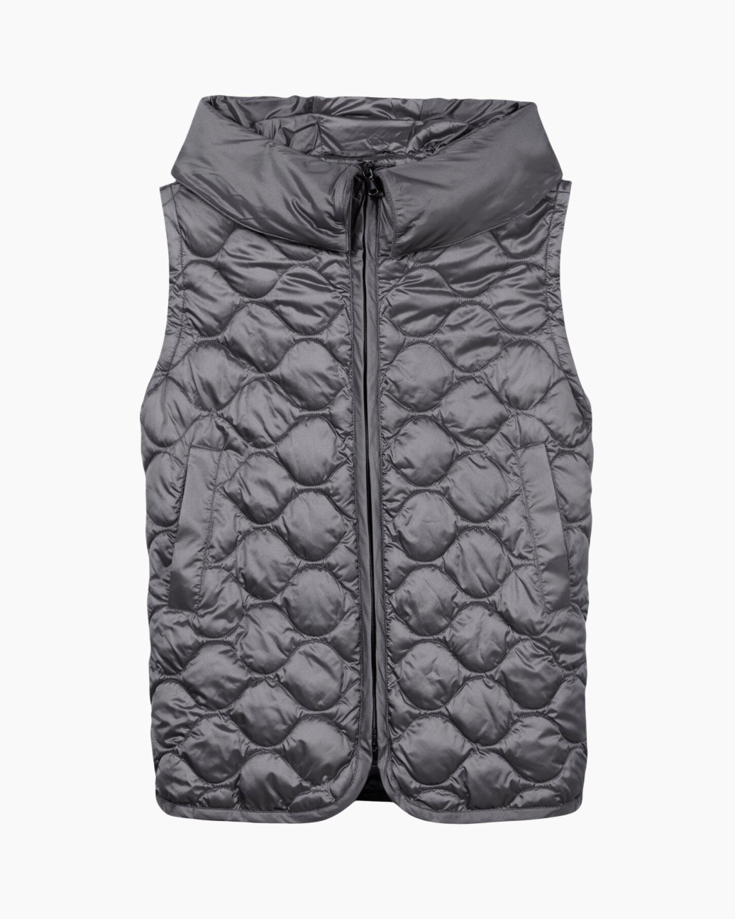 padded vest, quilted, sleeveless, gray, front zip