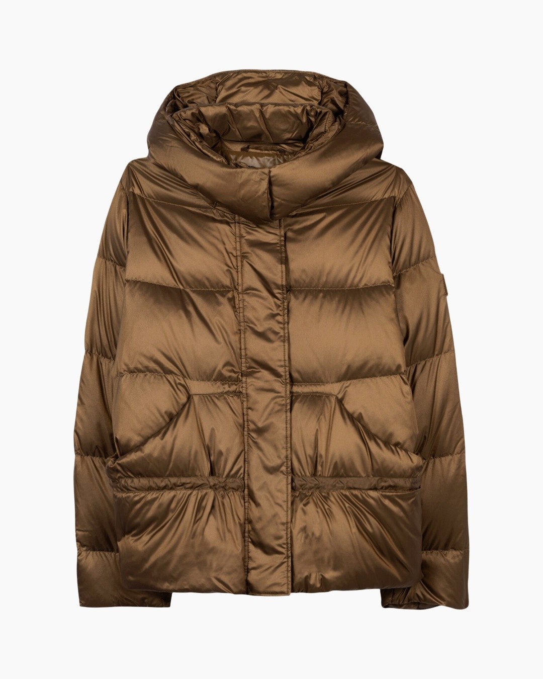 puffer jacket, down jacket, hooded, brown, quilted