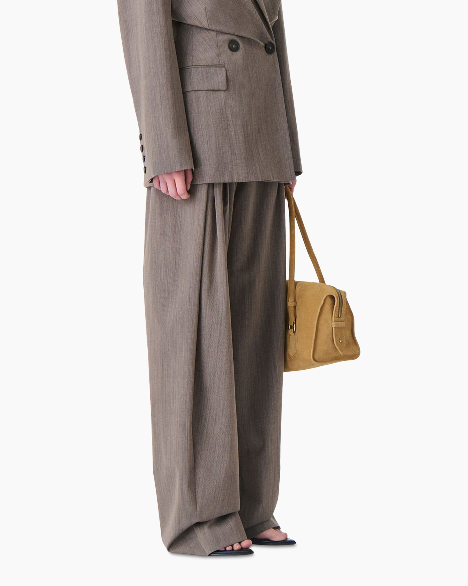 suit, pants, blazer, brown, bag