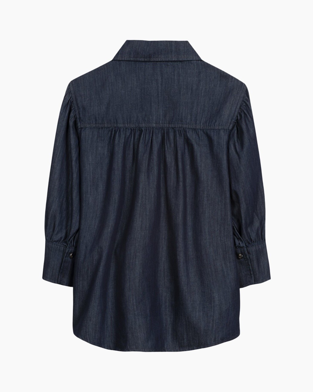 shirt, denim, denim shirt, long-sleeve, back view