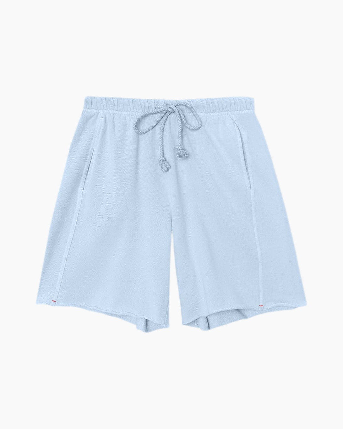 shorts, drawstring, elastic waistband, light blue, pocketed