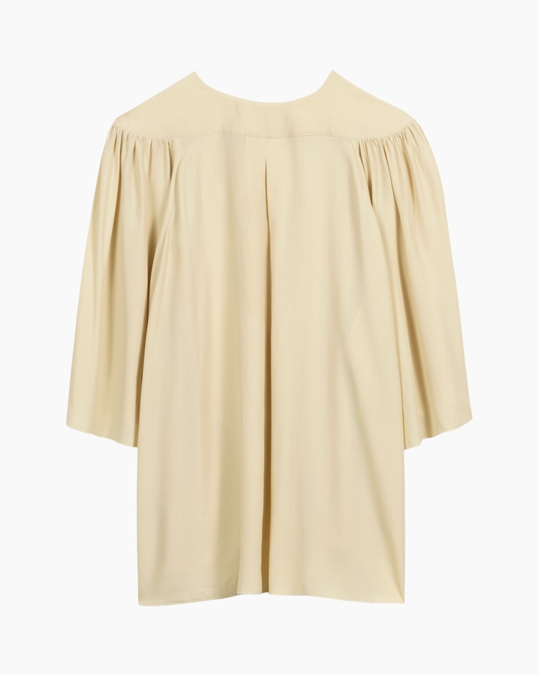 blouse, beige, loose fit, pleated, short sleeve