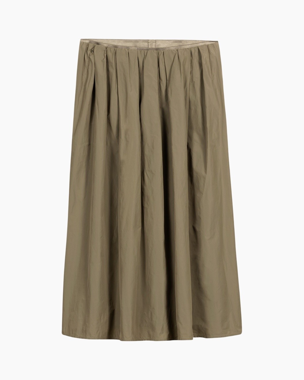 skirt, maxi, waistband, pleated, khaki, skirt, ankle-length, olive, pleated, cotton blend