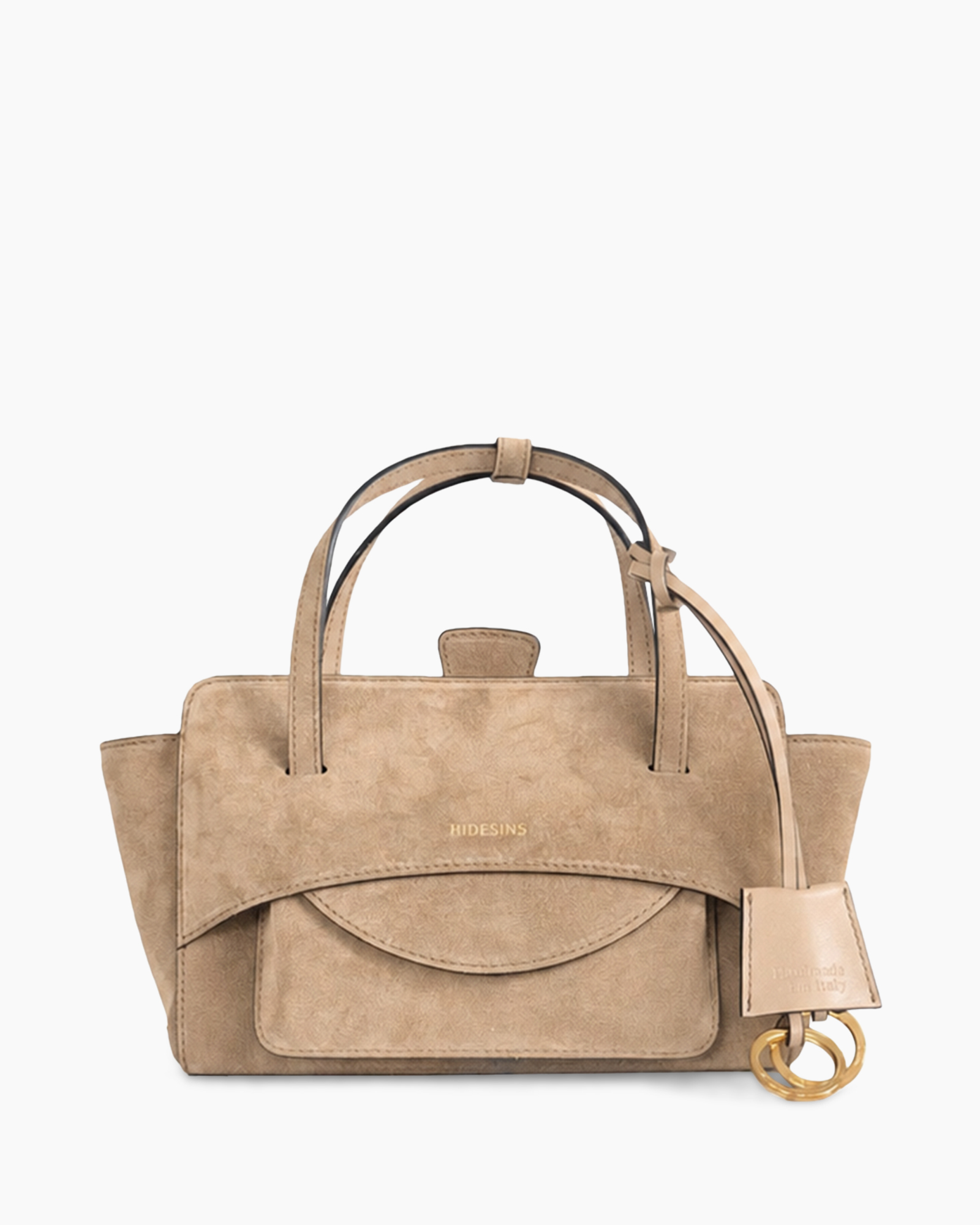 handbag, tote, beige, suede, gold-tone hardware