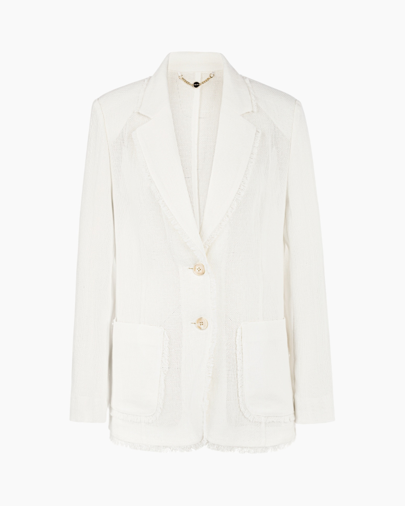 blazer, cardigan, white, two-button, pocketed