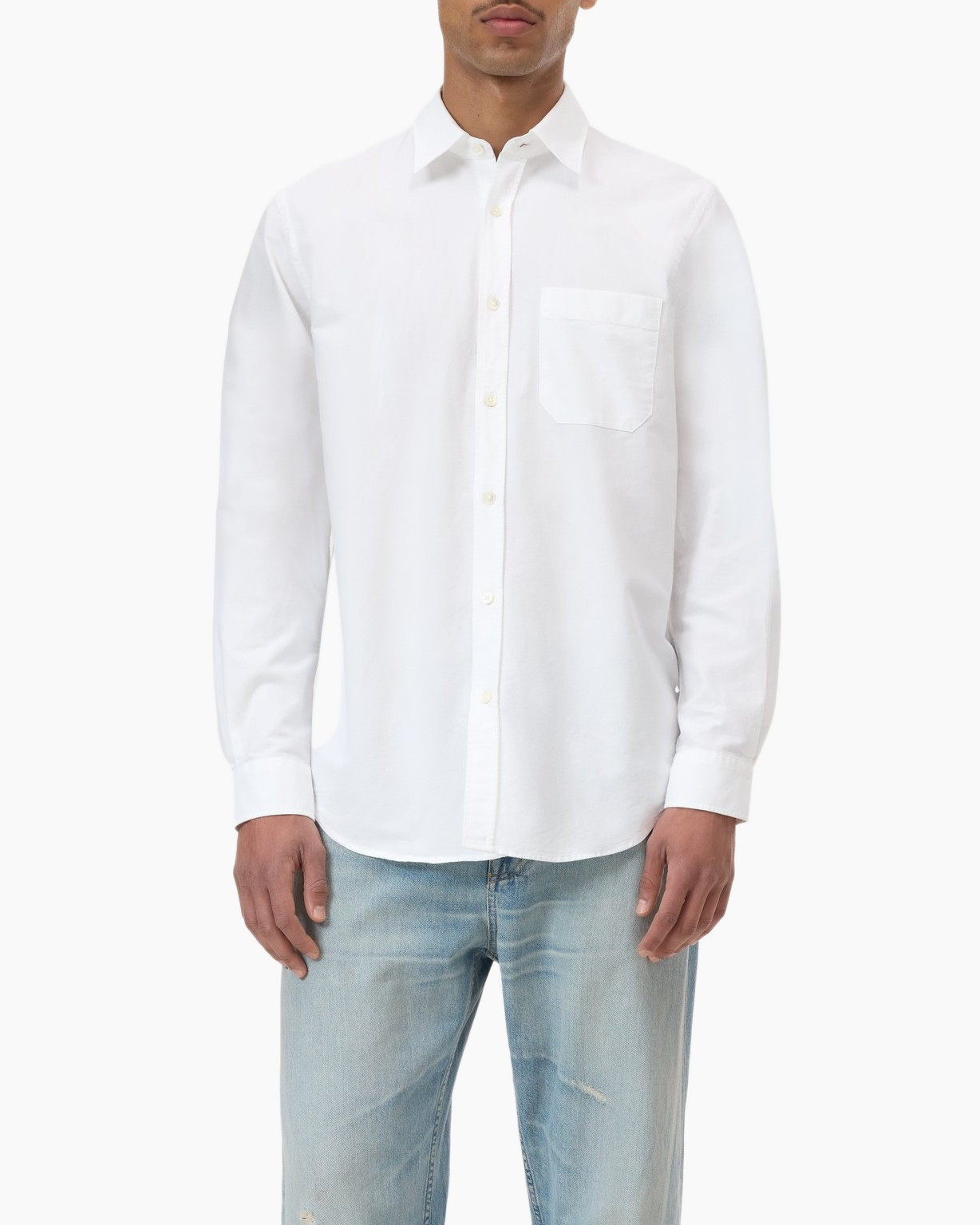 shirt, white, button-down, long-sleeve, pocket
