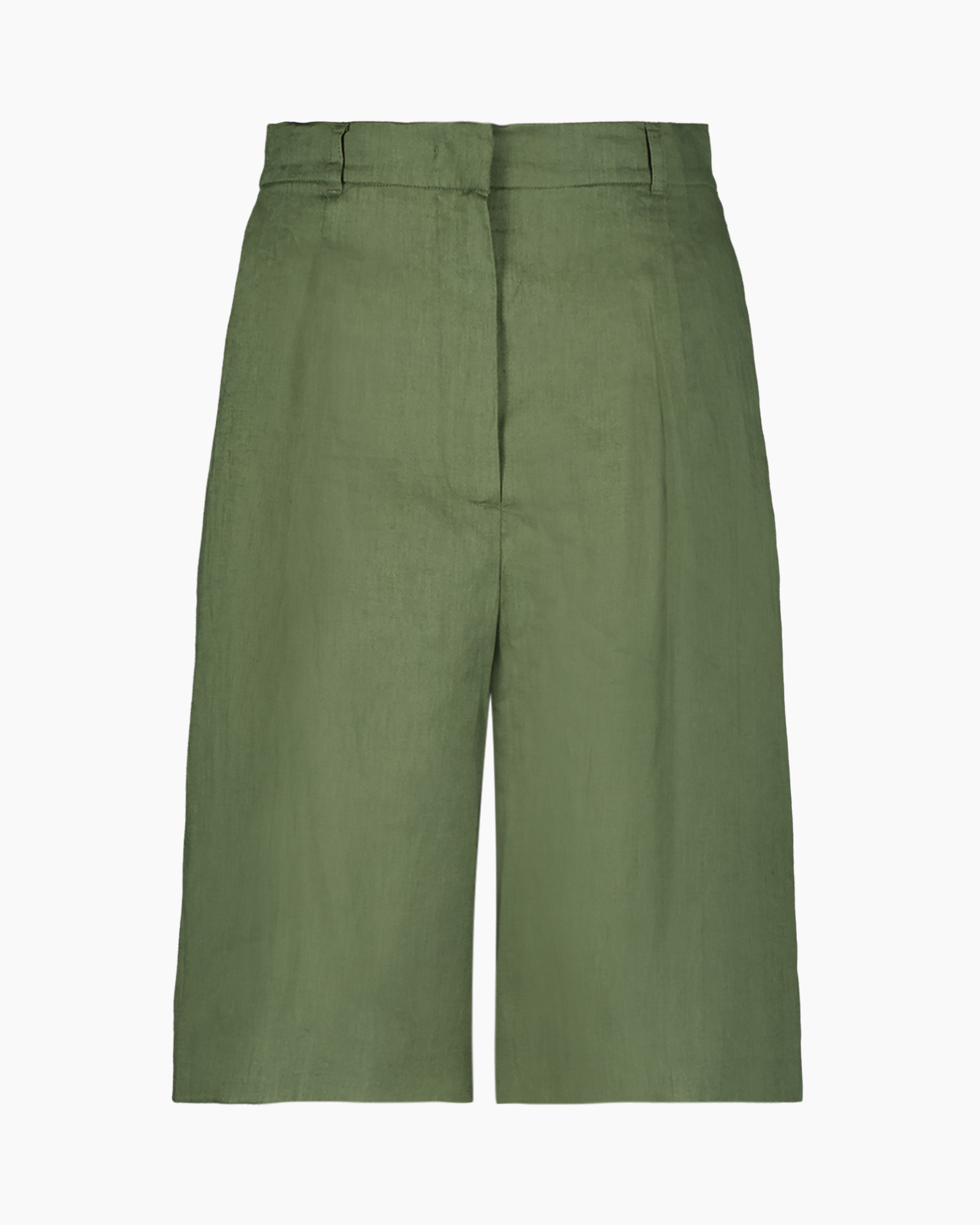 shorts, wide-leg, linen, green, high-waist