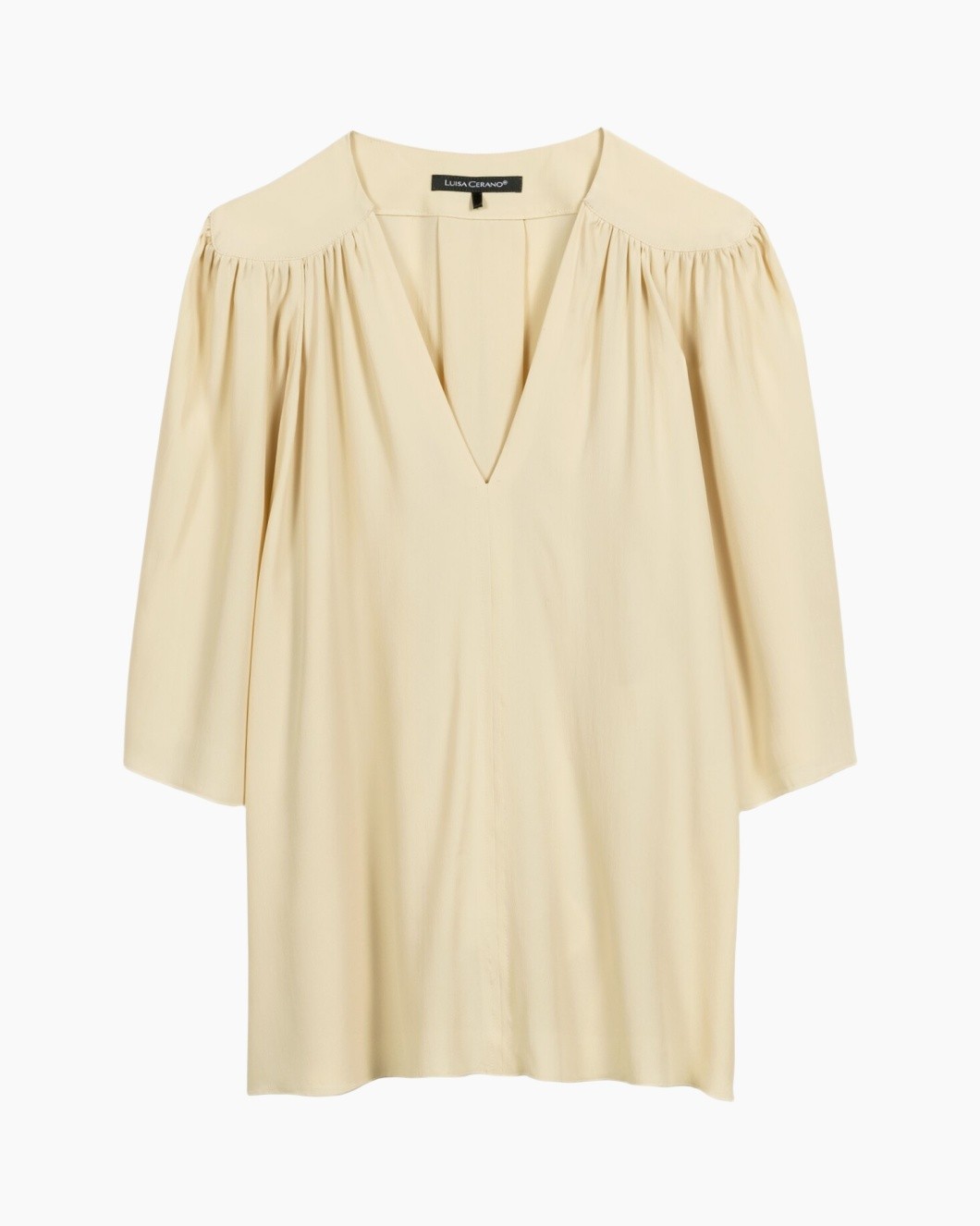 blouse, peasant, v-neck, light beige, loose fit