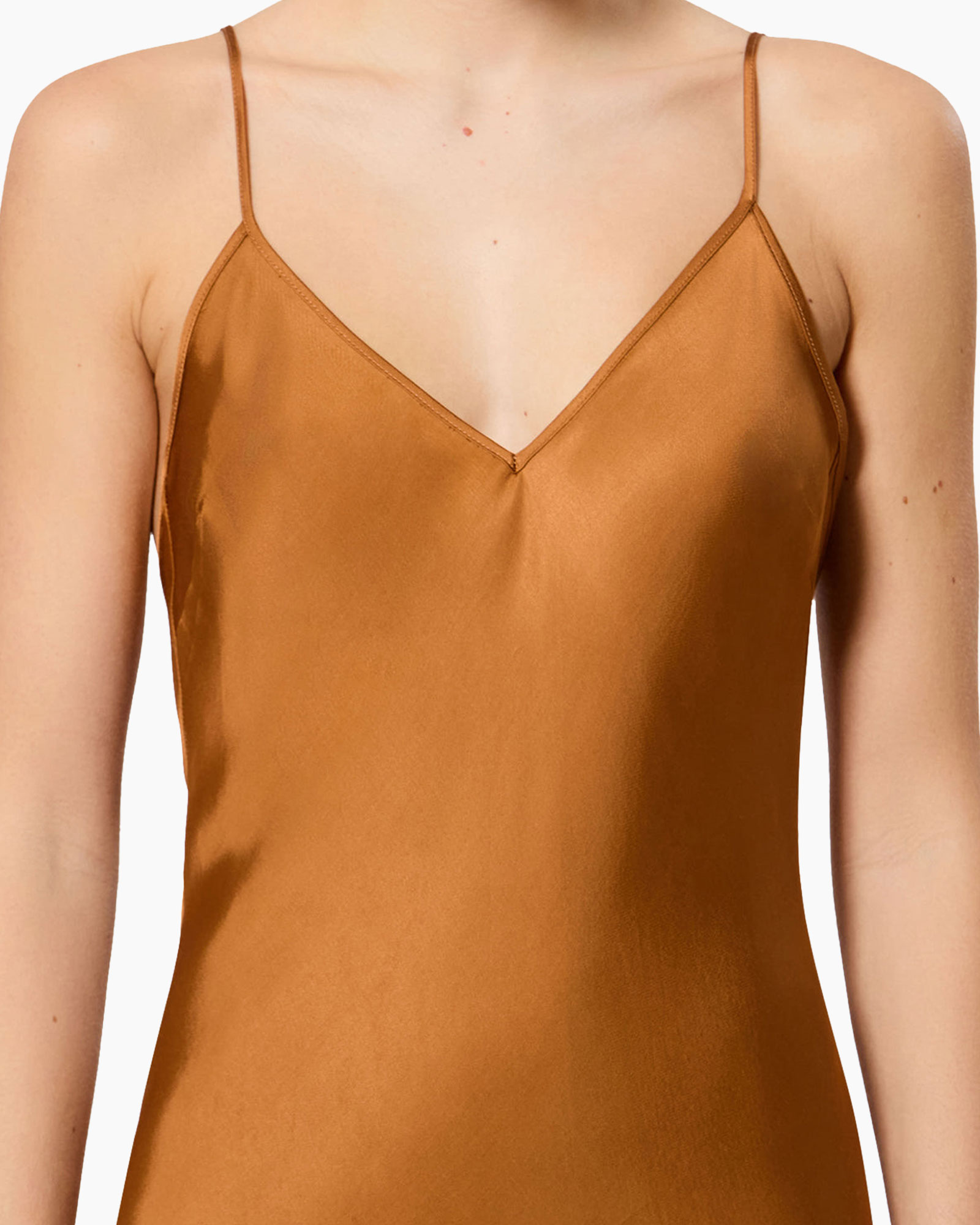 satin top, camisole, slip, spaghetti straps, brown/t caramel