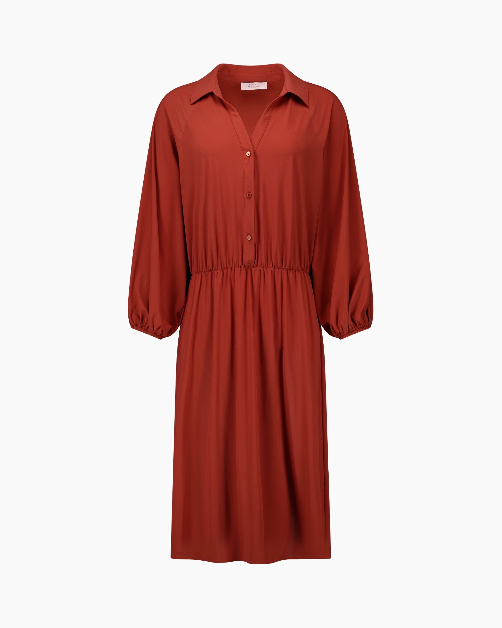 dress, shirt dress, long sleeve, button front, elastic waist