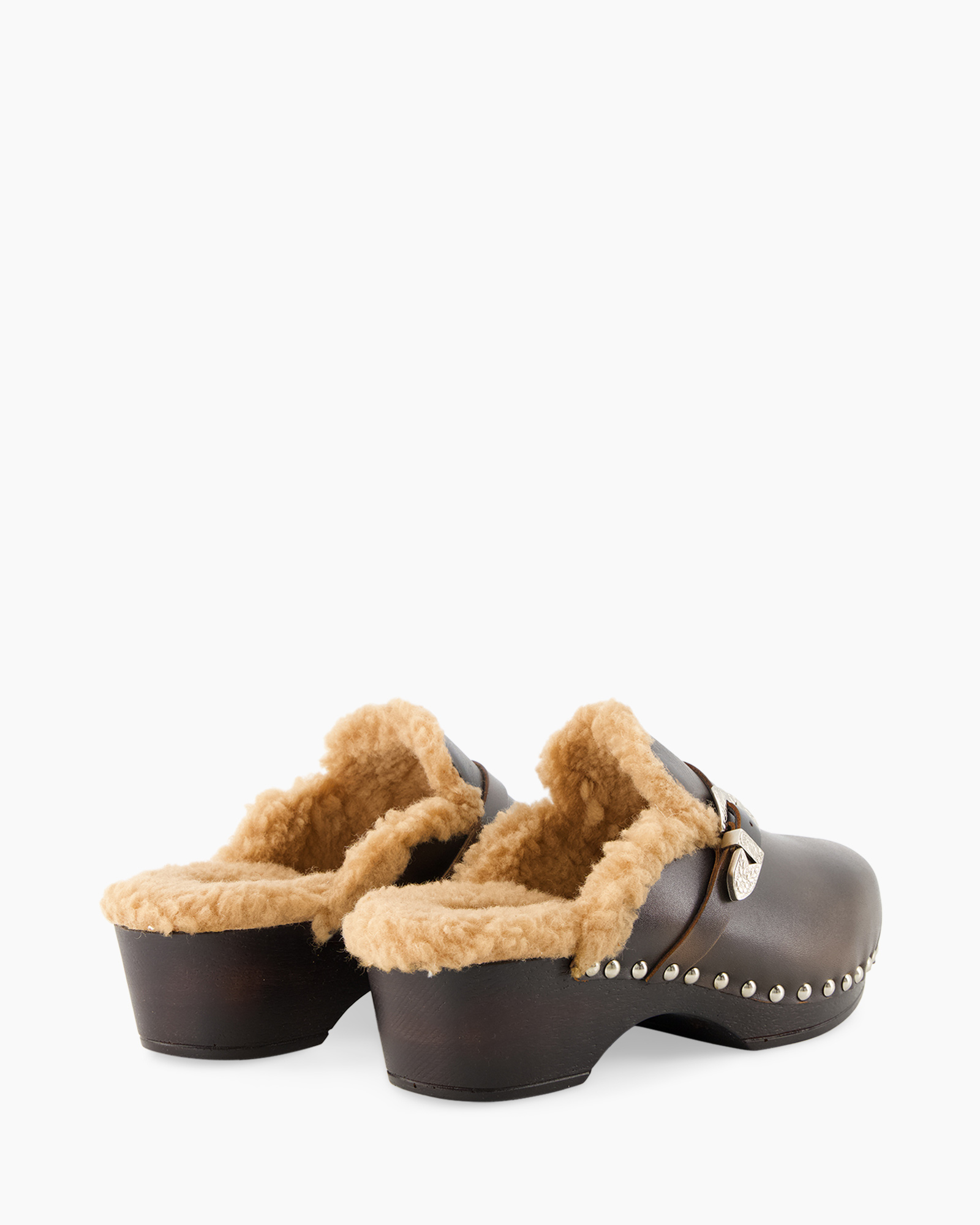clogs, mule, slippers, shearling, studded