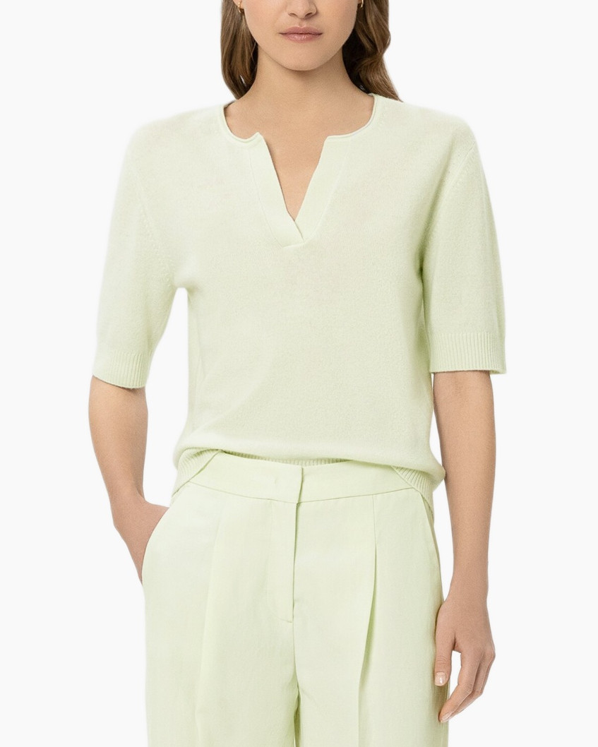top, sweater, short-sleeve, knit, pastel-green