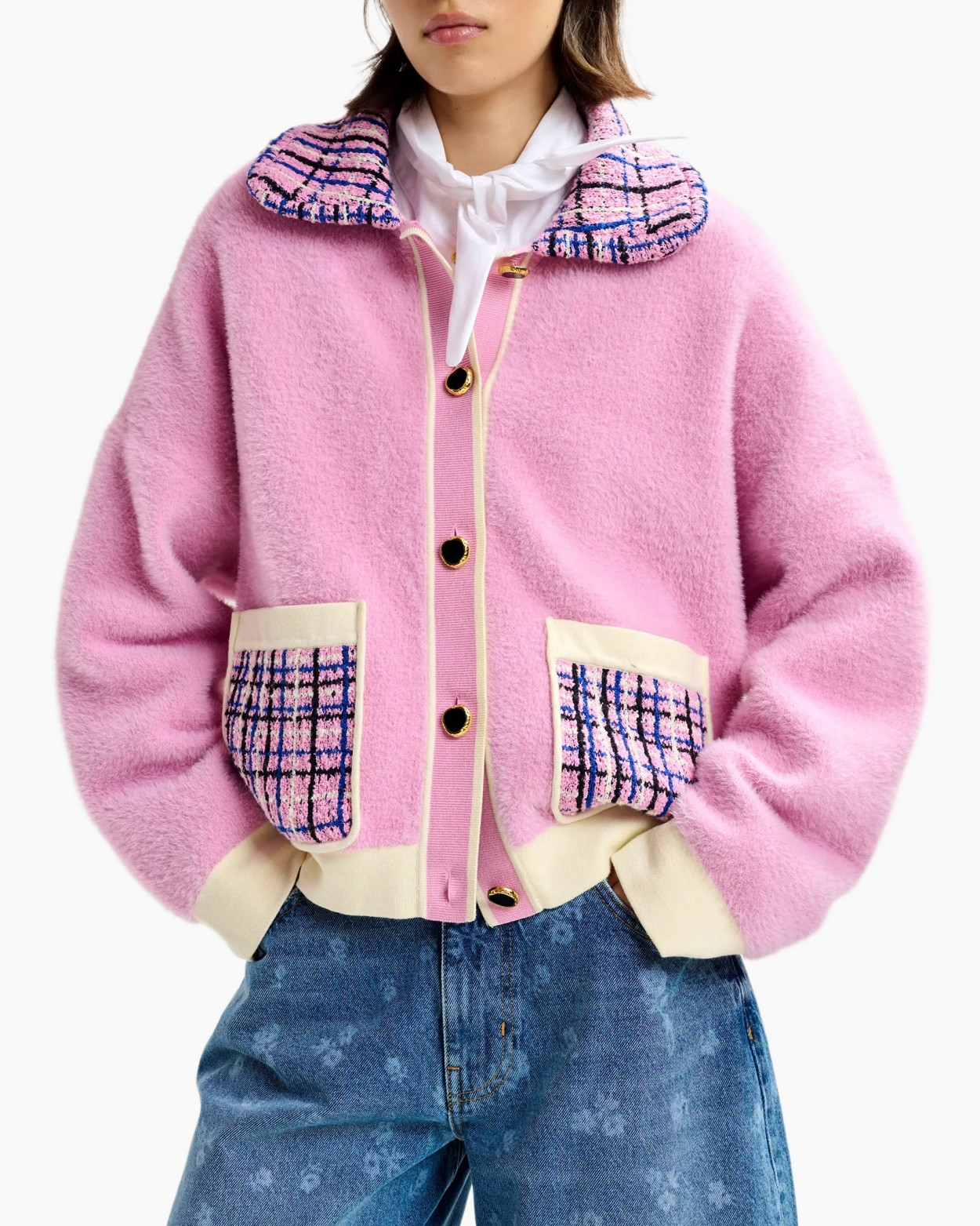 Coat, Jacket, Knitwear, Sweater, Jeans