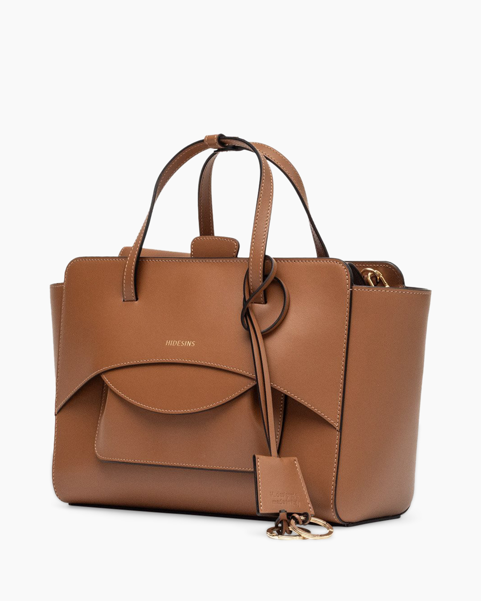 handbag, brown, leather, tote, gold-tone logo