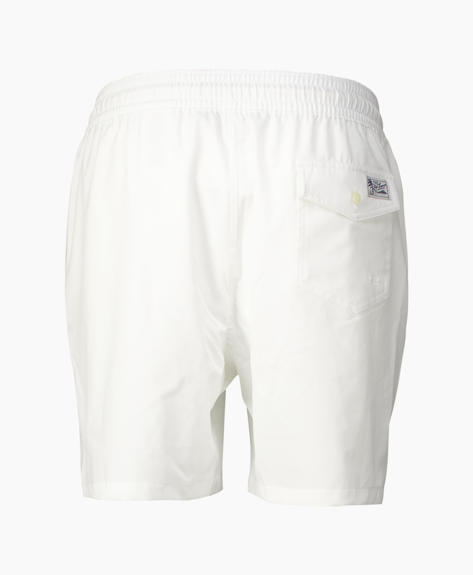 shorts, white, back pocket, elastic waistband, cargo pocket