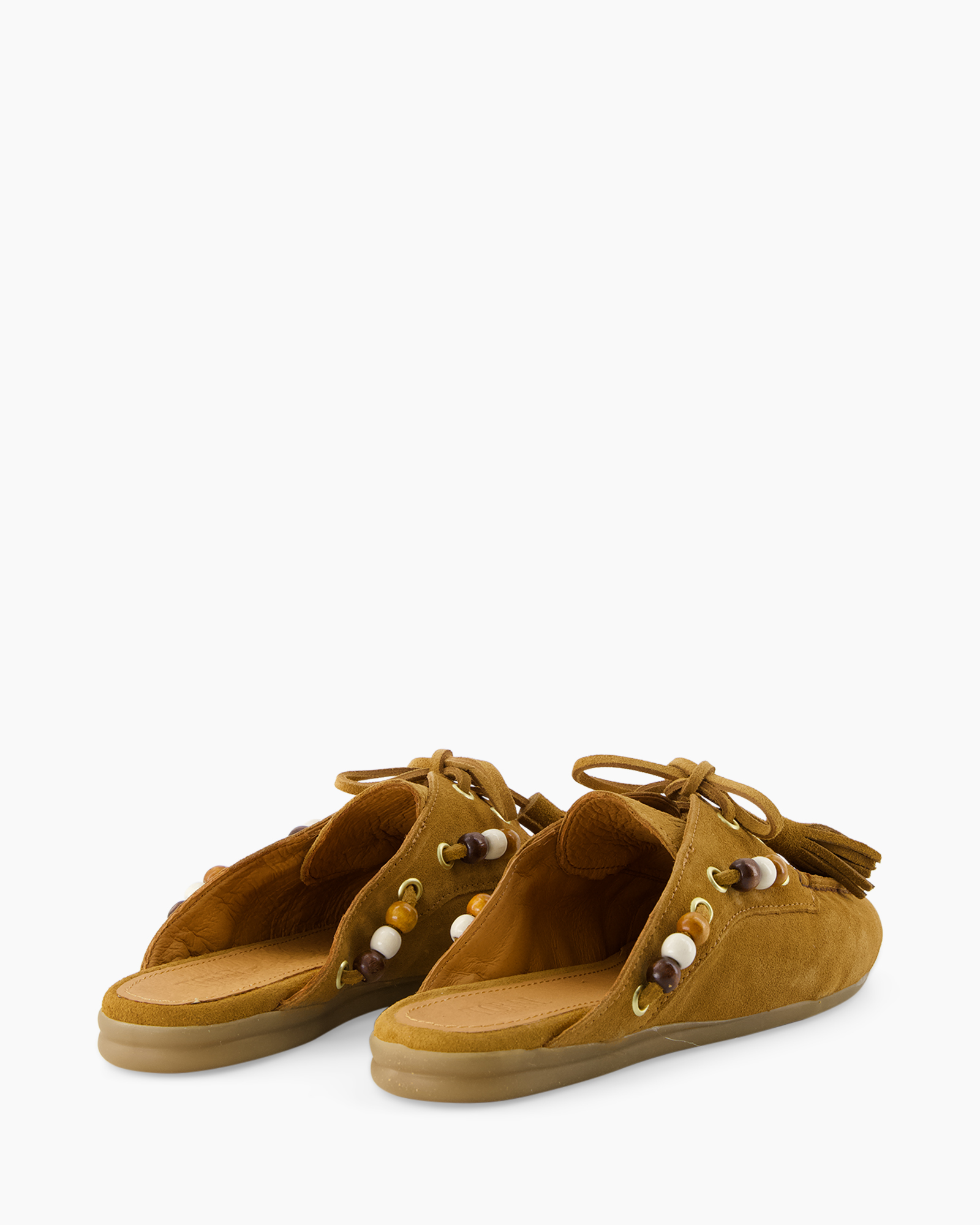 moccasins, slippers, beaded, suede, tan