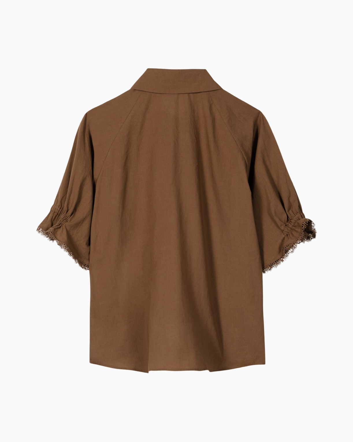 brown, short sleeve, loose fit, collar, tunic