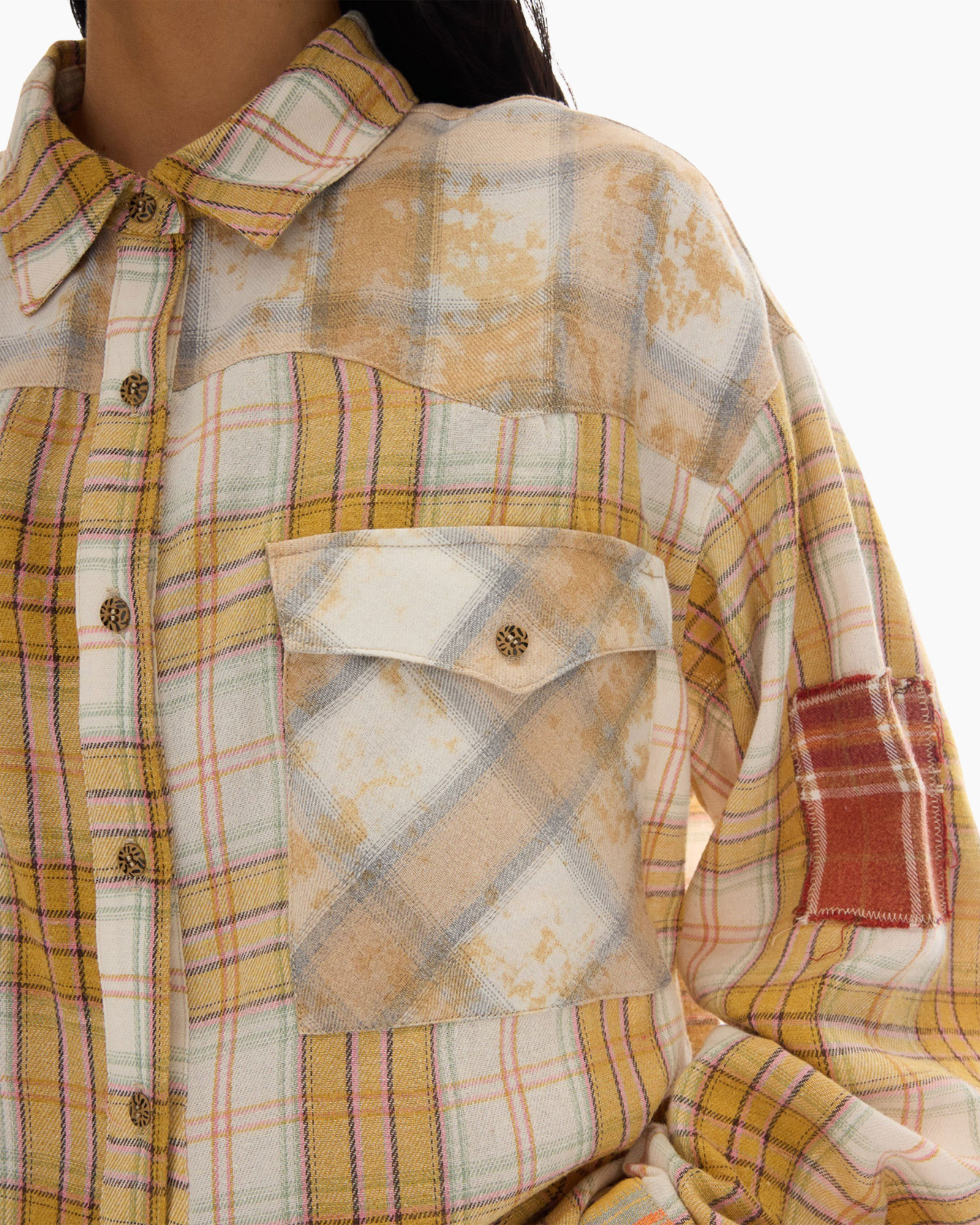 plaid, flannel, shirt, buttoned, pocket