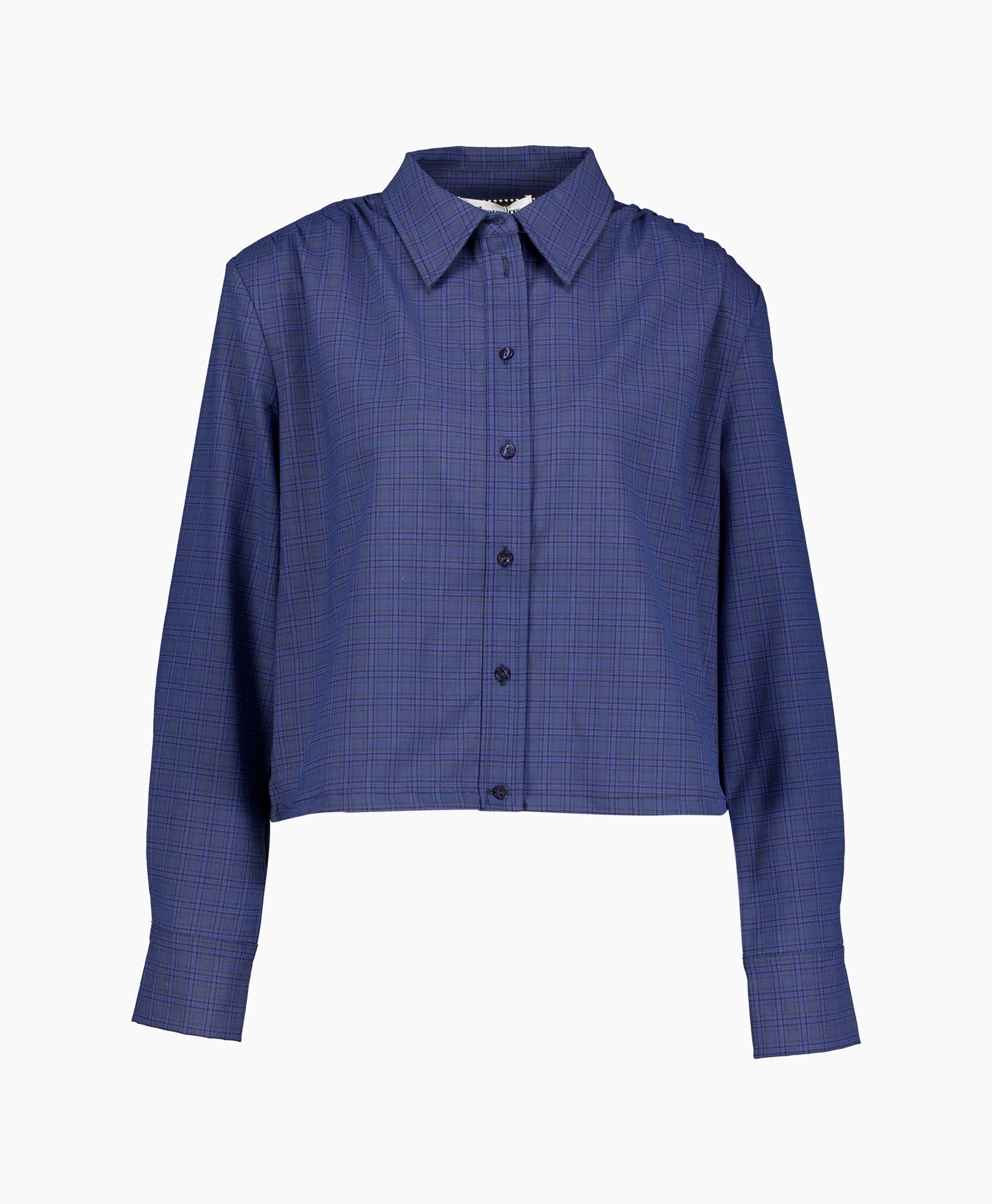 button-down, plaid, long-sleeve, blue, collar