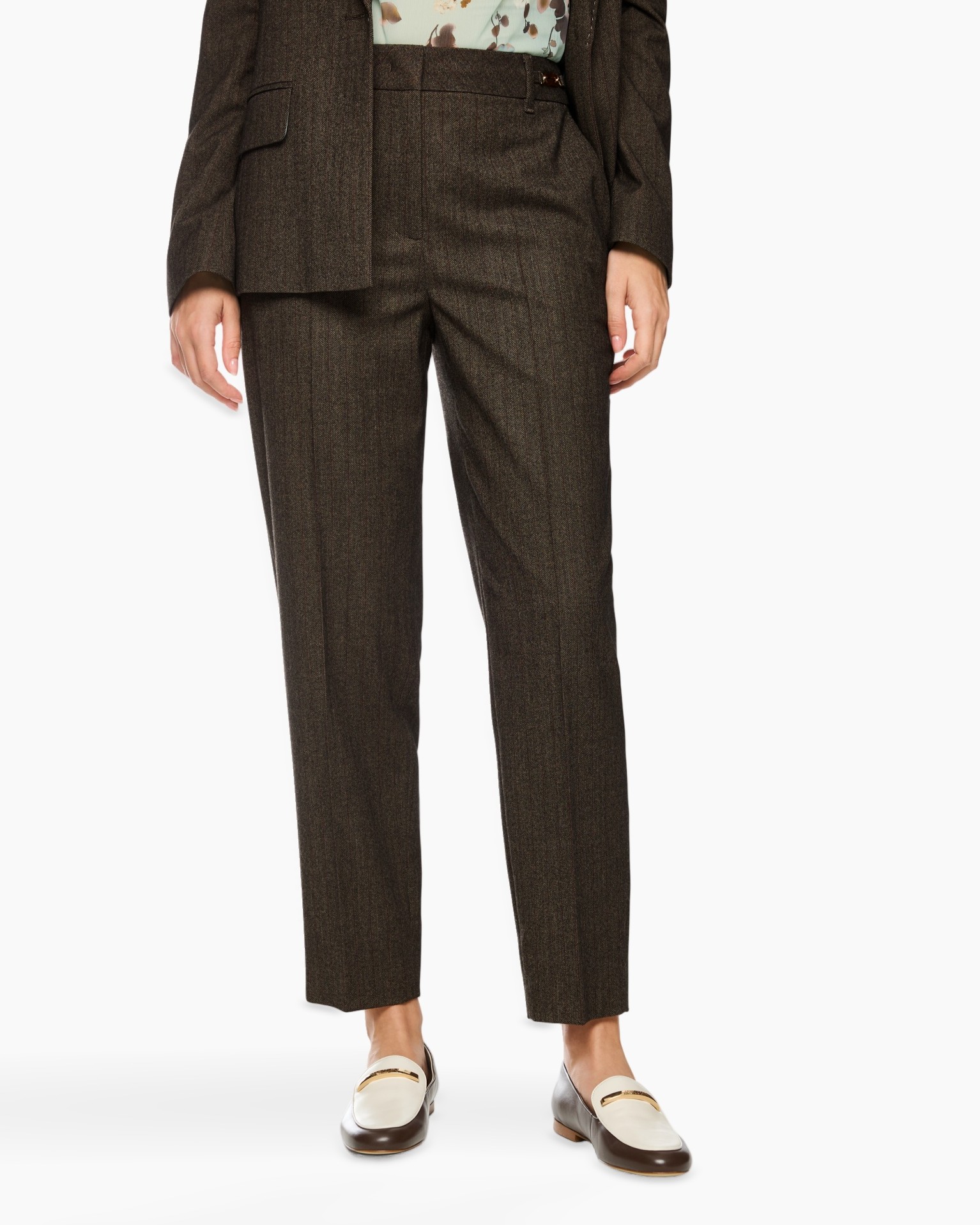 trousers, suit, pinstripe, brown, slim-fit
