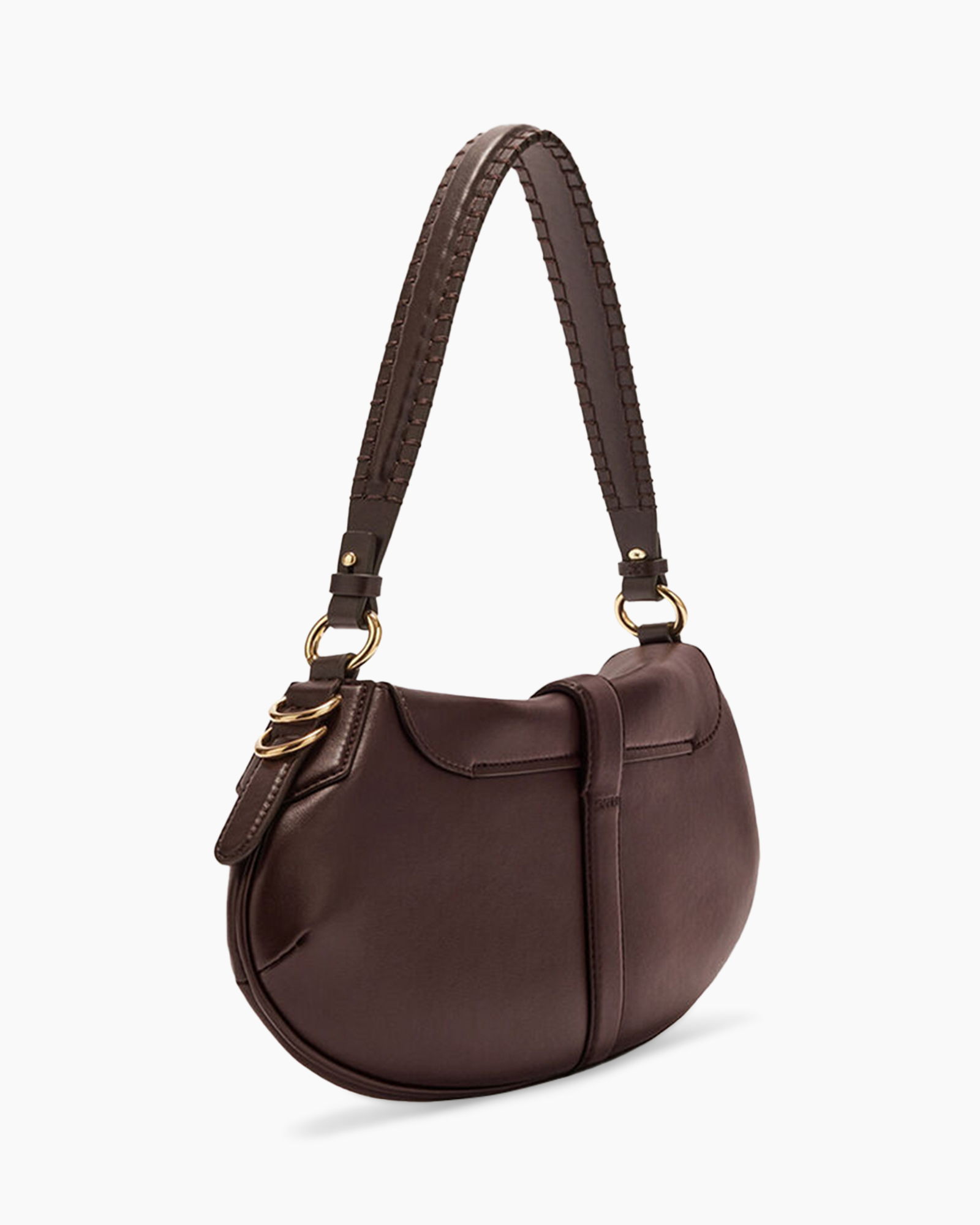 handbag, shoulder bag, brown, leather, gold hardware