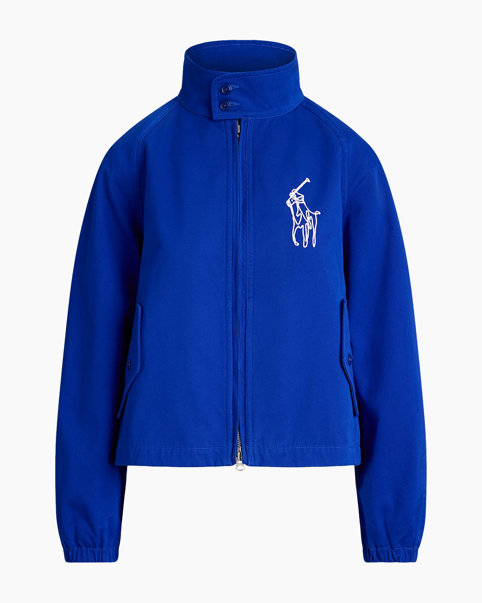 jacket, windbreaker, blue, zipper, polo-logo