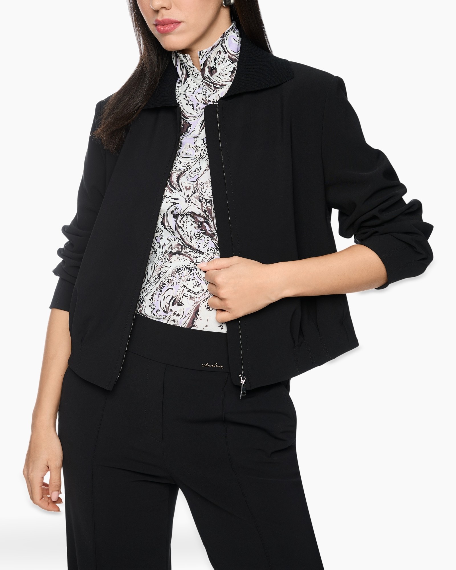 jacket, black, women, zipper, collar