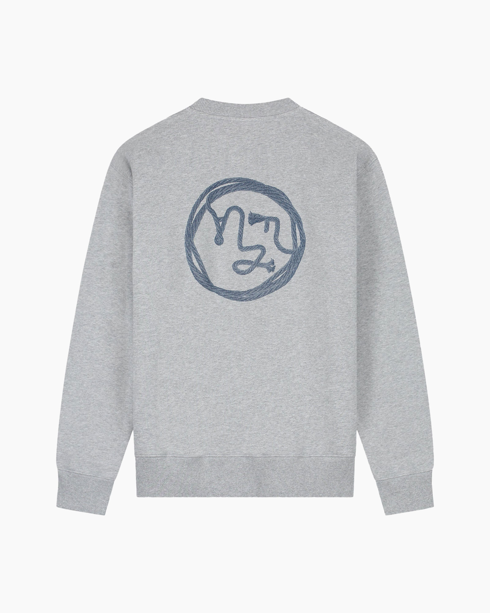 sweatshirt, graphic, circle logo, gray, crewneck
