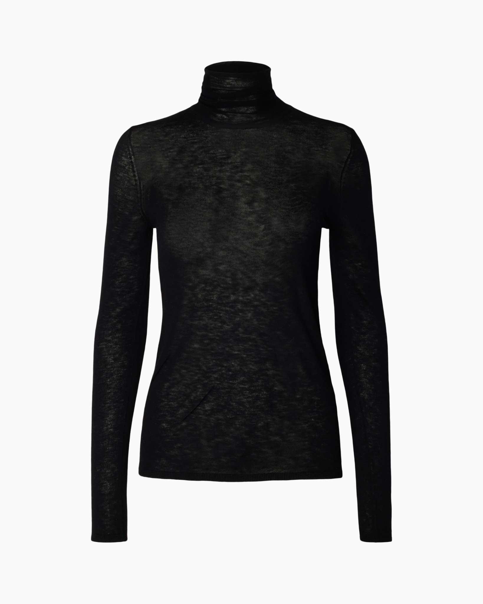 turtleneck, black, knit, long-sleeve, sheer