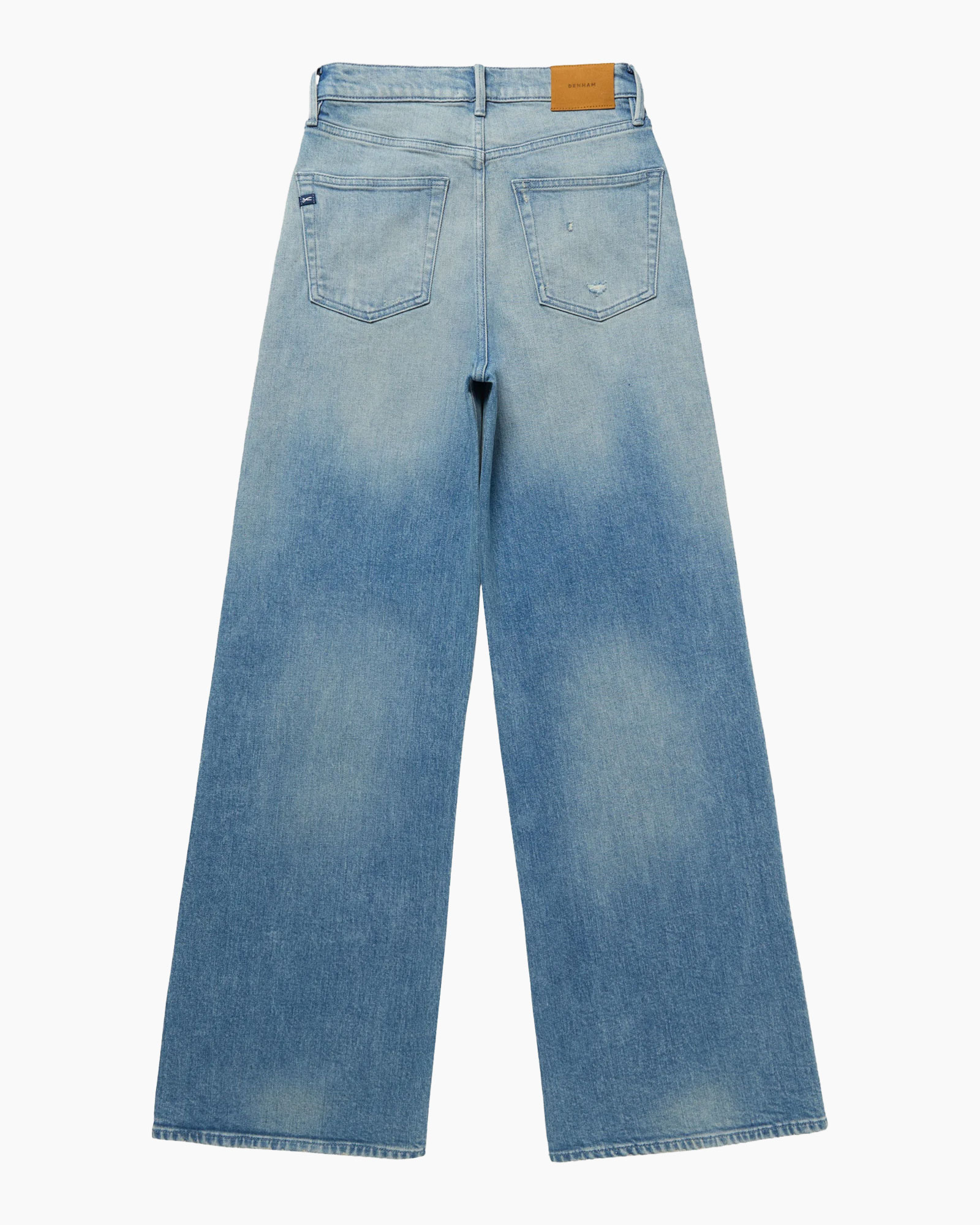 jeans, denim, wide-leg, back pockets, light-blue