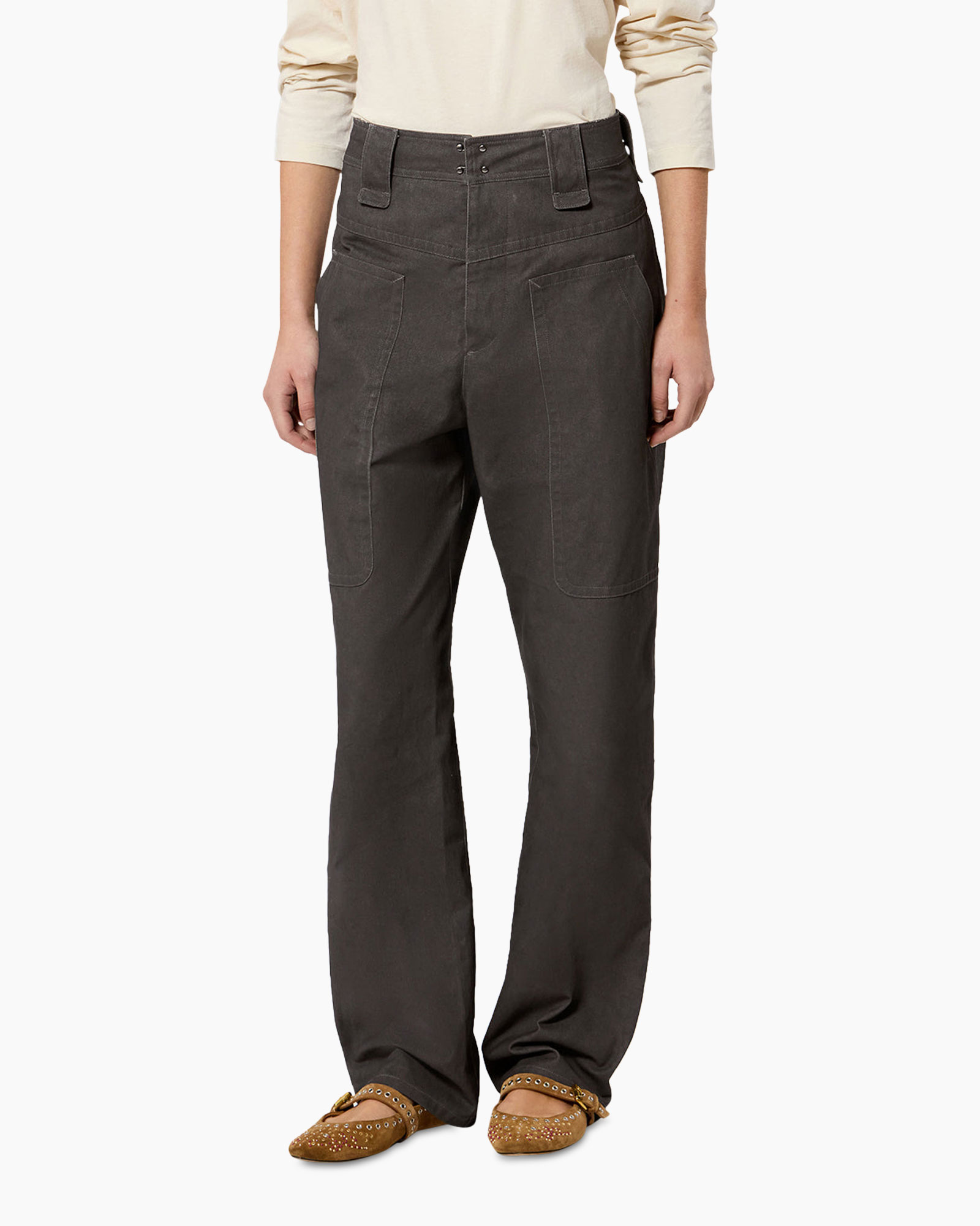 pants, trousers, high-waisted, cargo pockets, wide-leg