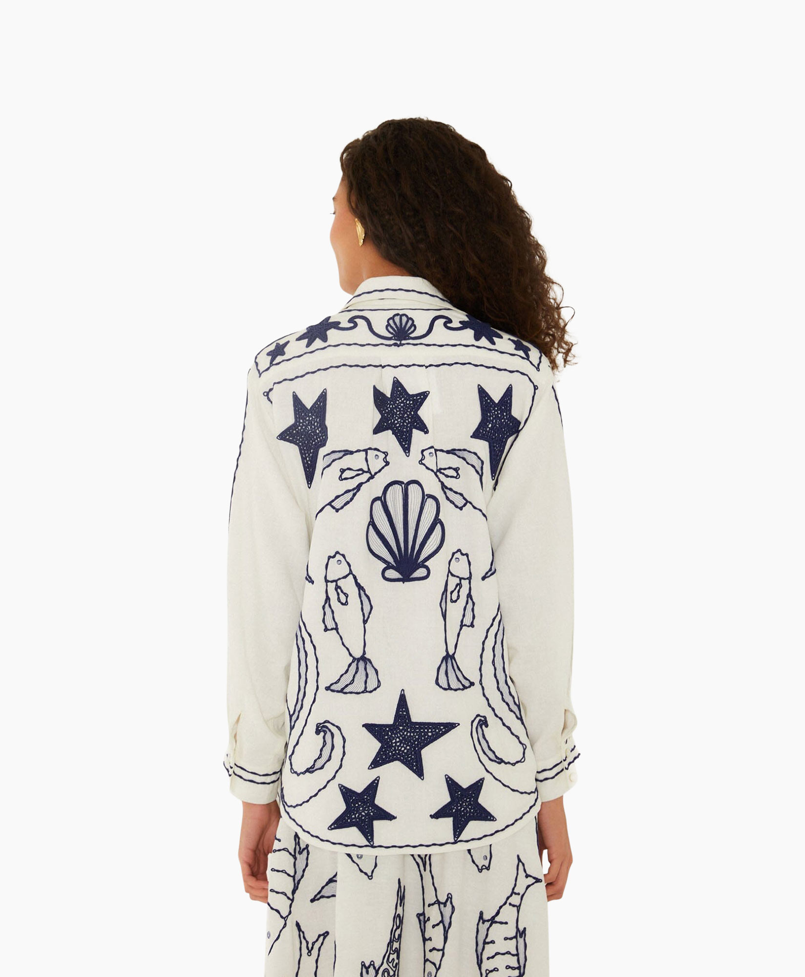 shirt, button-down, printed, navy, stars