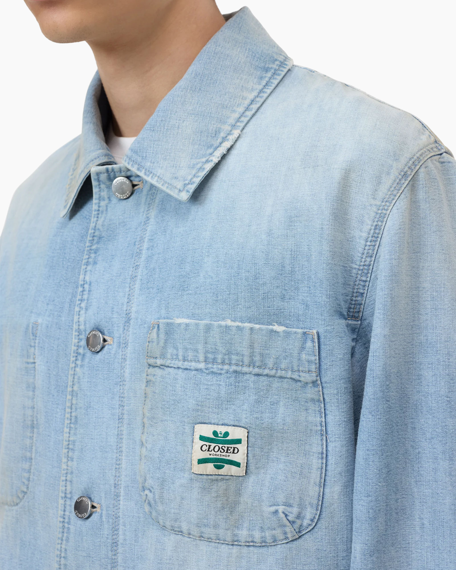 denim, jean jacket, pocket, shirt collar, buttoned