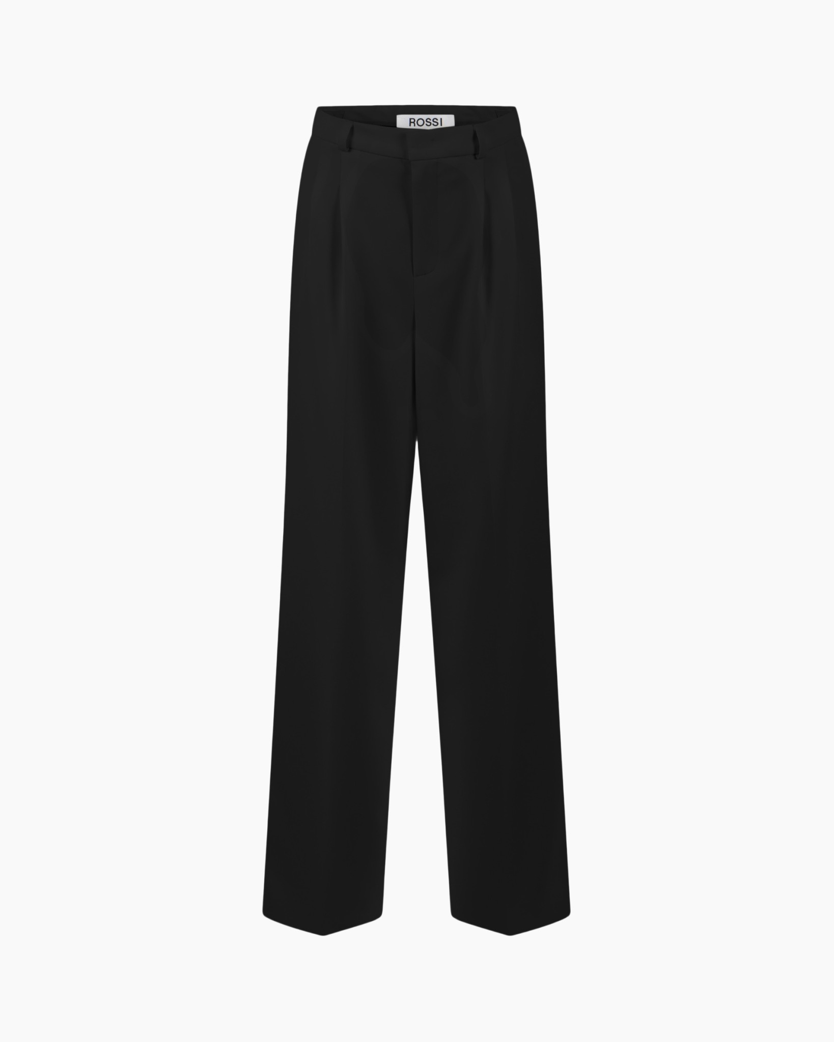 trousers, black, wide-leg, pleated, waistband