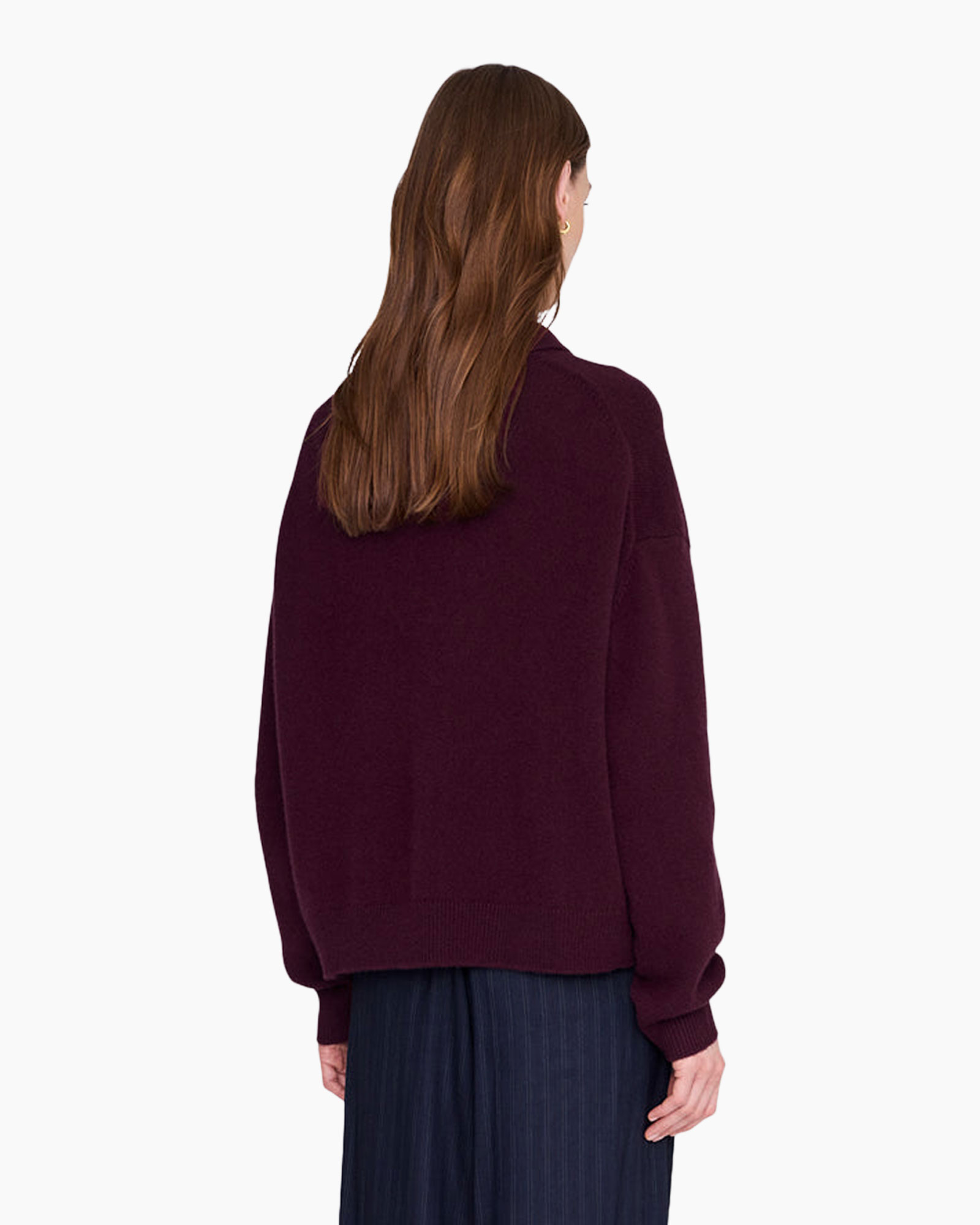 pullover, burgundy, collared, long-sleeve, knitwear