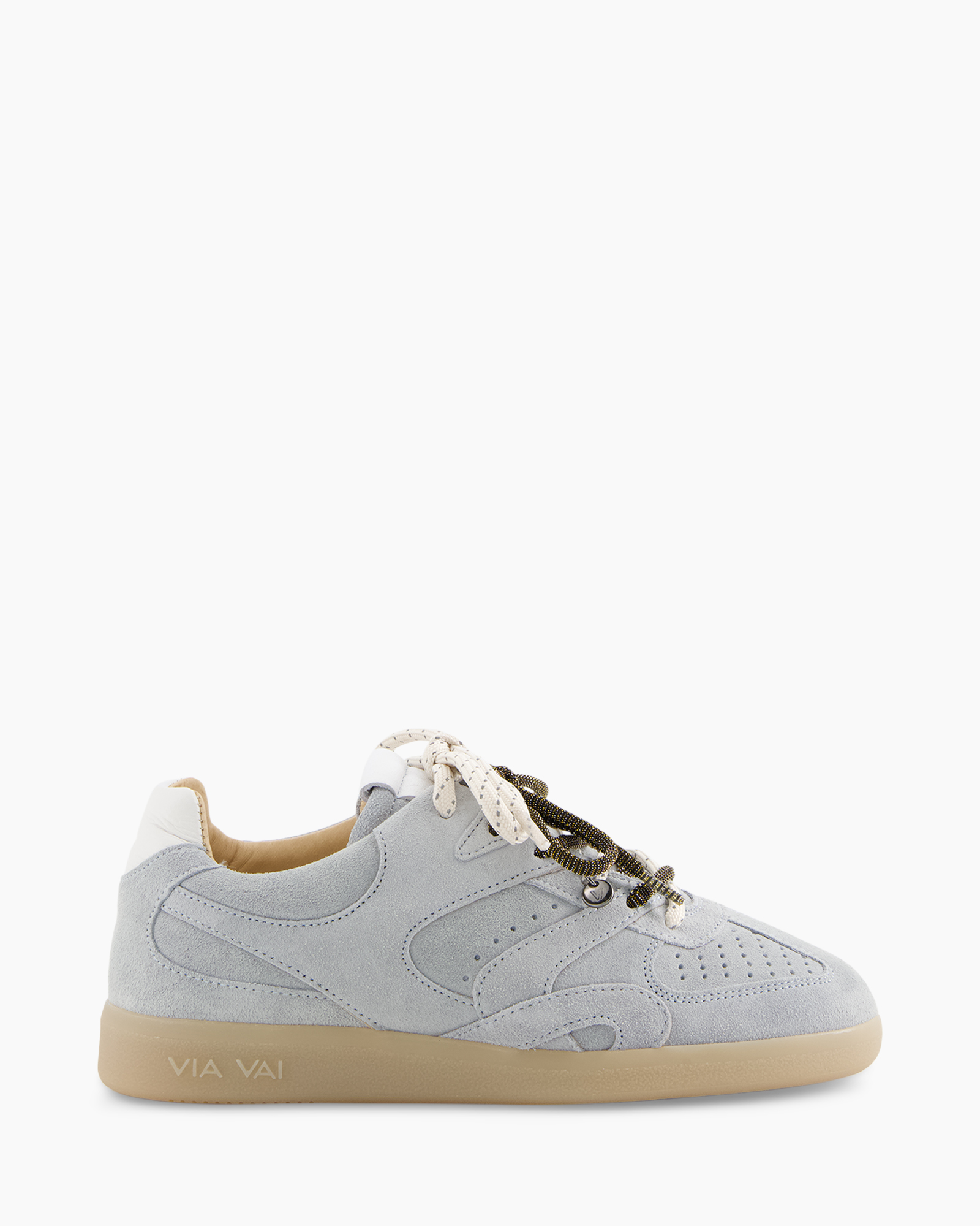 sneaker, suede, gray, perforated, gum sole