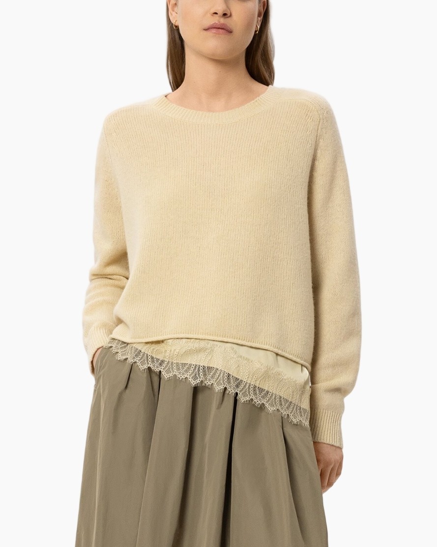 sweater, beige, knit, long sleeve, layered hem