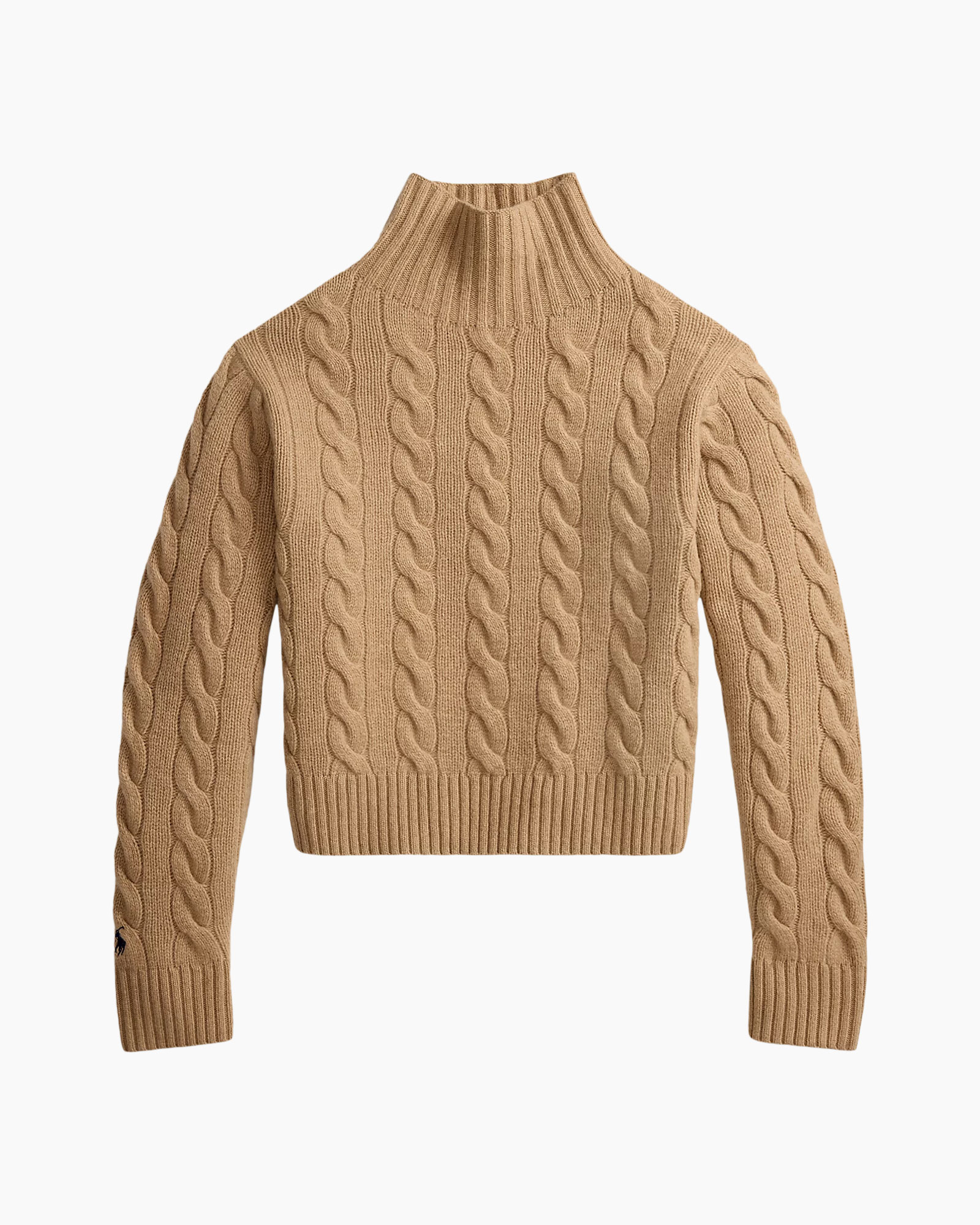 turtleneck, sweater, cable knit, beige, long-sleeve