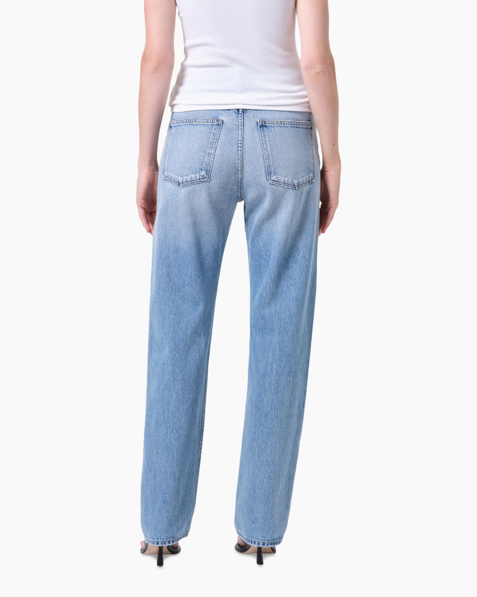 jeans, denim, back pockets, wide leg, light wash