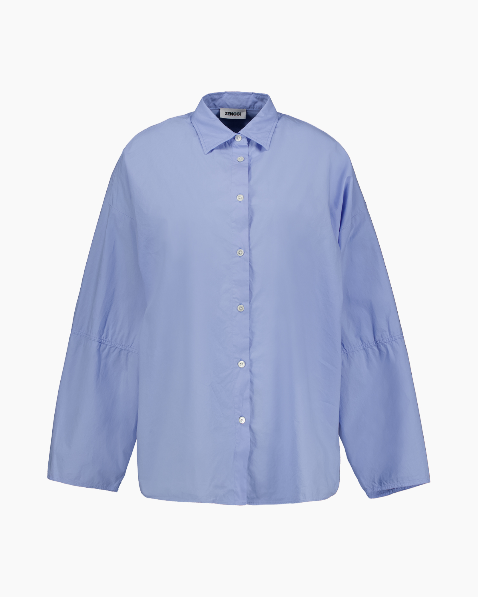 shirt, button-up, long sleeves, collared, light blue