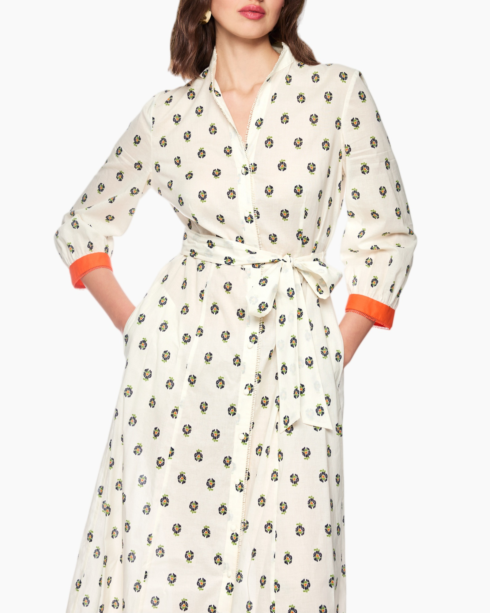 dress, maxi dress, wrap dress, floral print, cream