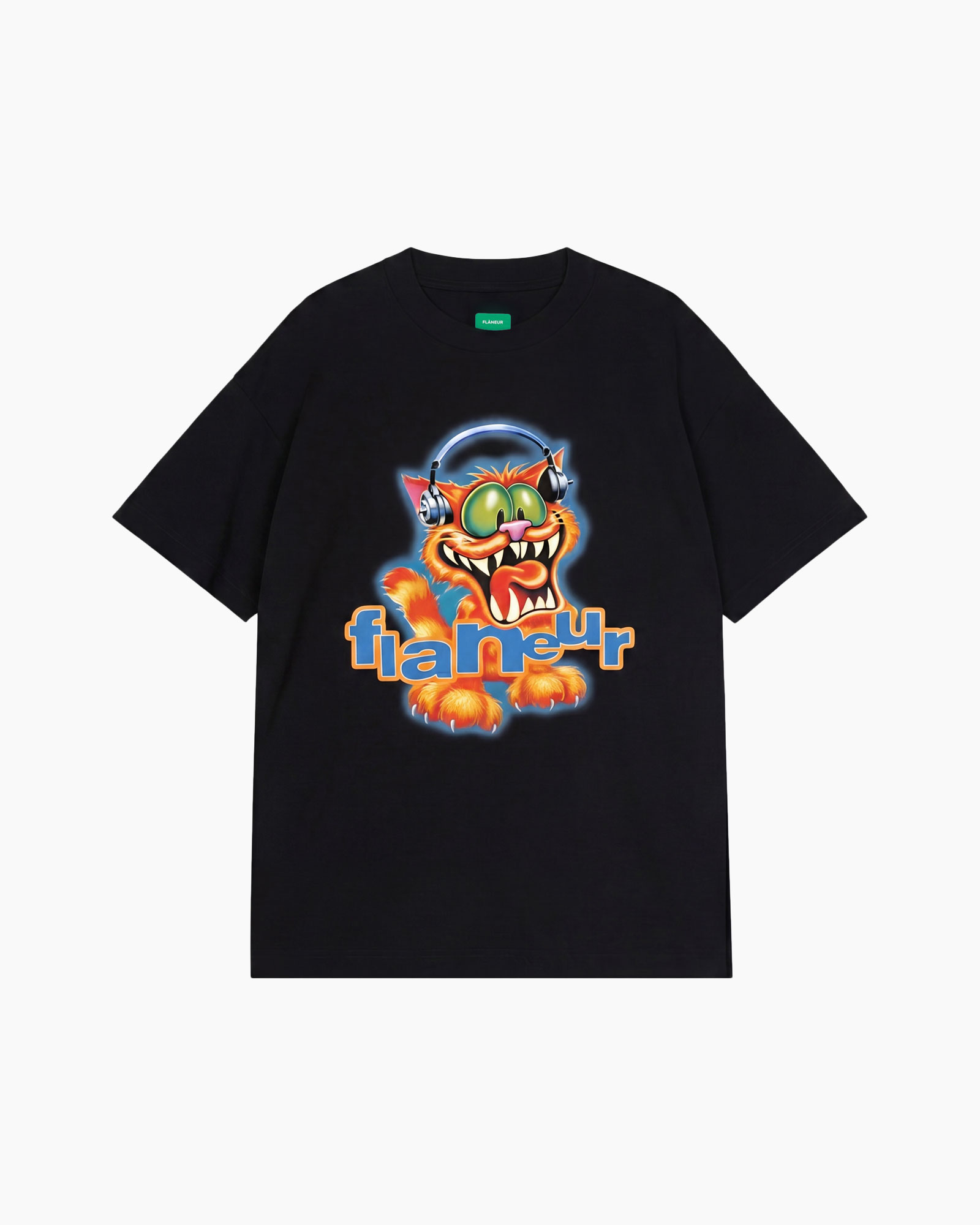 t-shirt, graphic, short sleeve, black, cartoon
