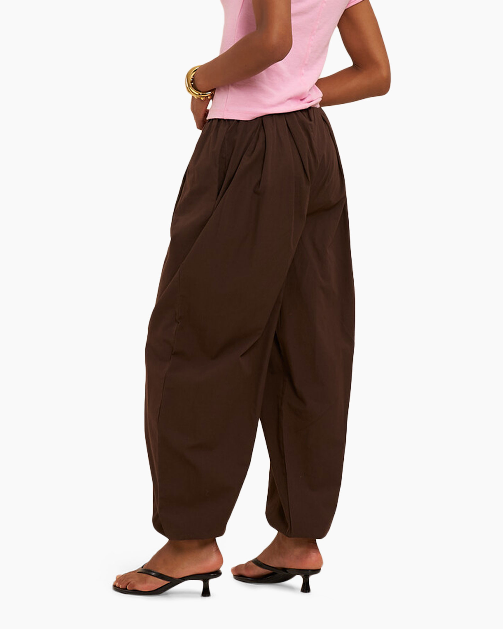 pants, loose-fit, brown, drawstring, slouchy