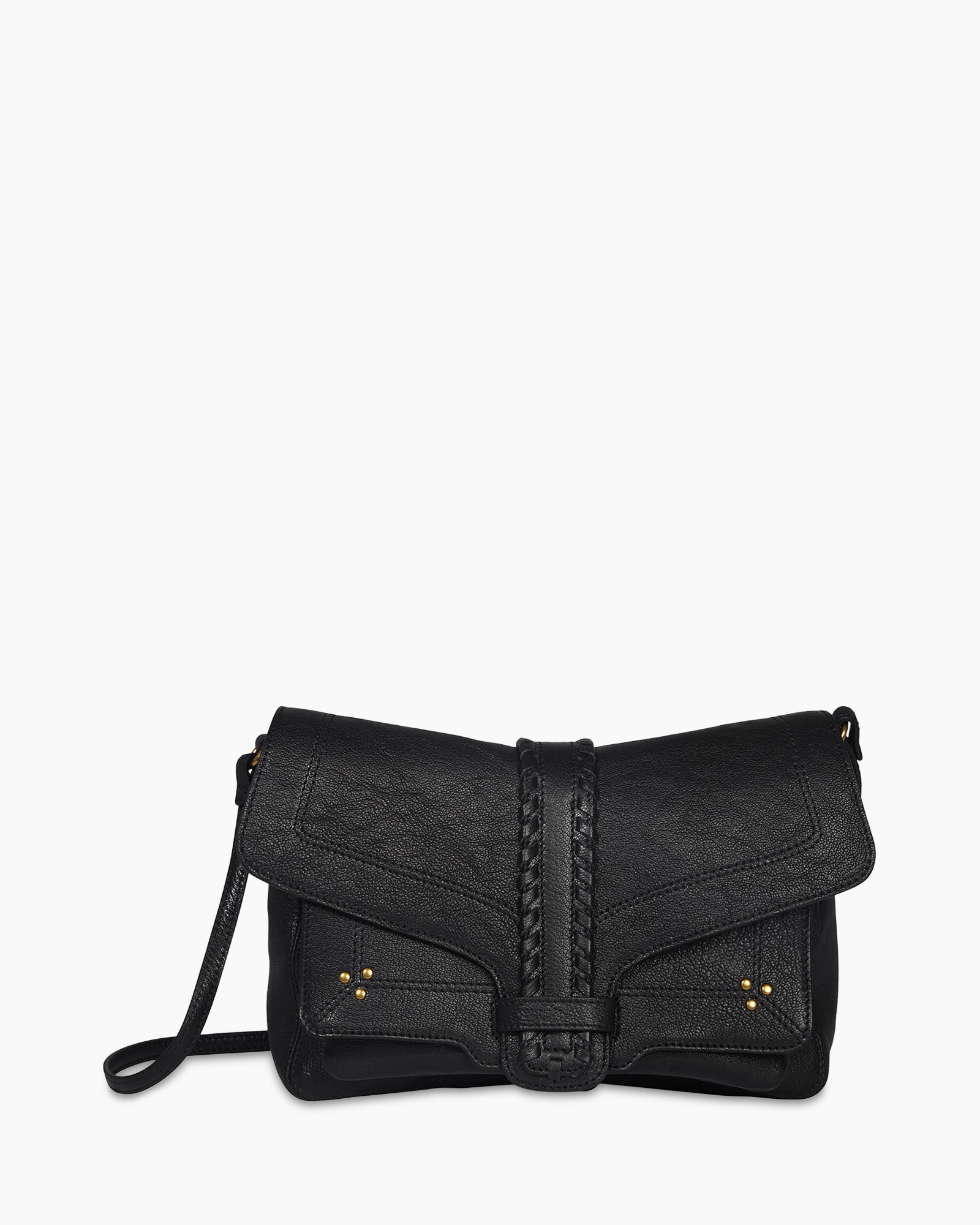 handbag, crossbody, black, leather, braided strap